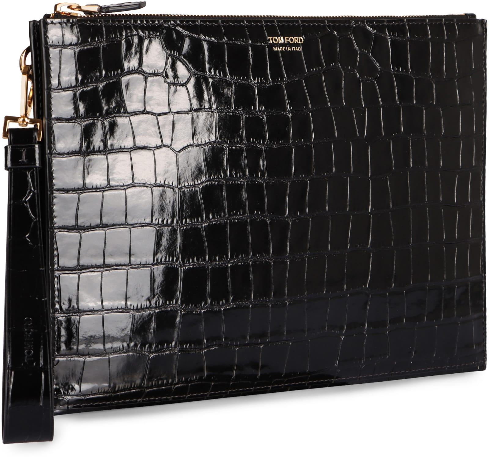 Shop Tom Ford Leather Clutch In Black