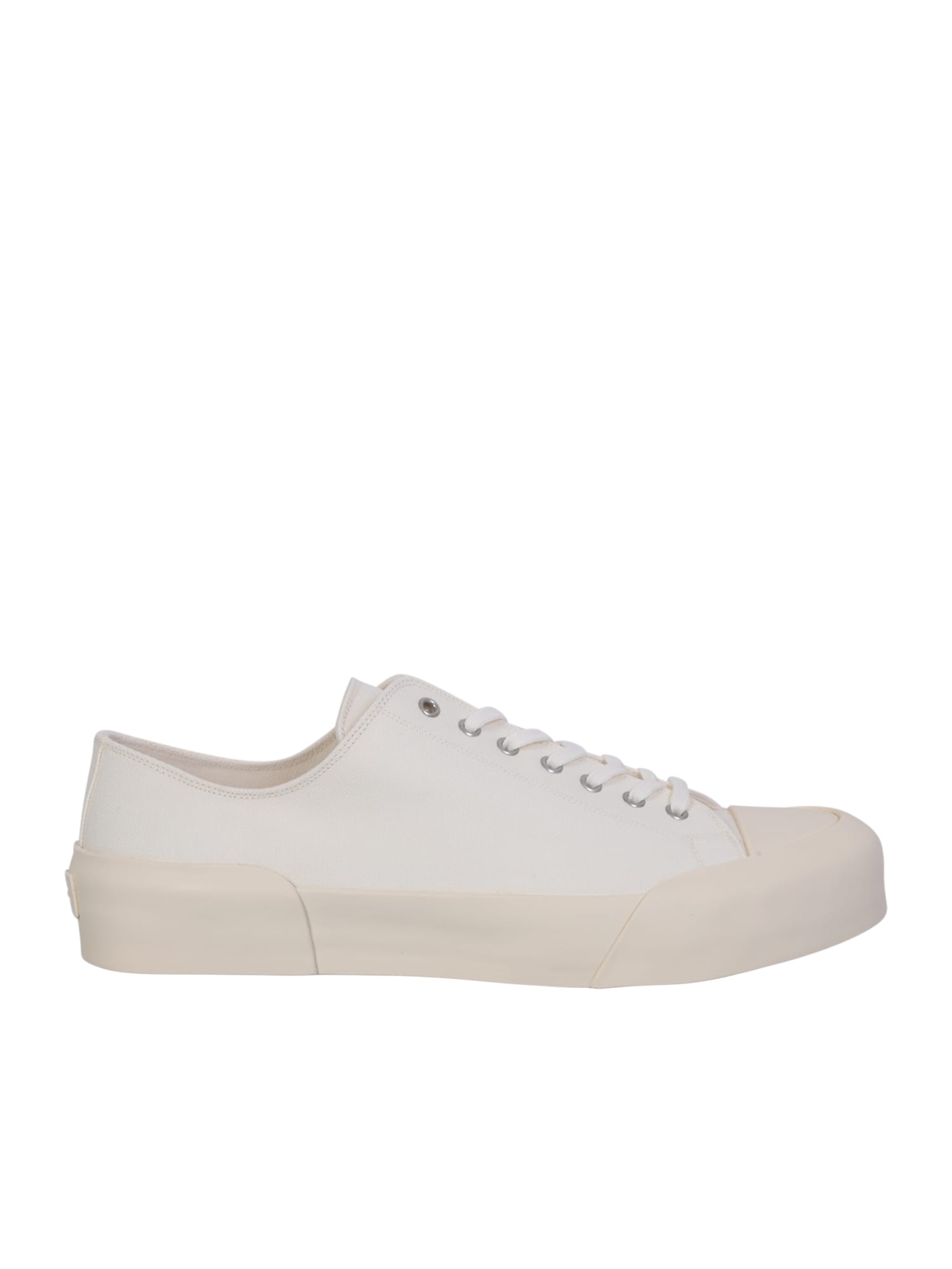 White Lace-up Low Top Sneakers