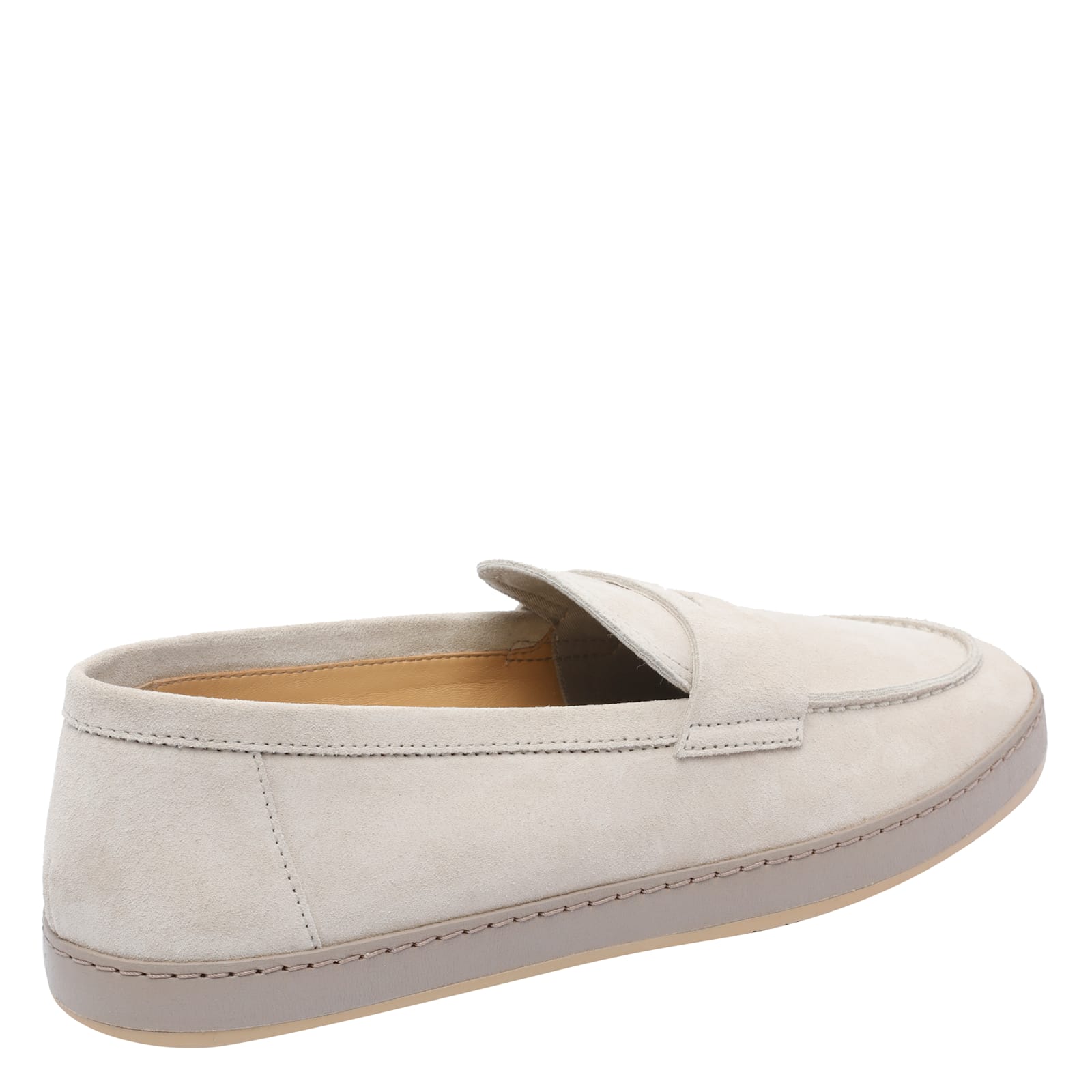 Brunello Cucinelli Loafers With Round Toe And Suede Finish In Sand