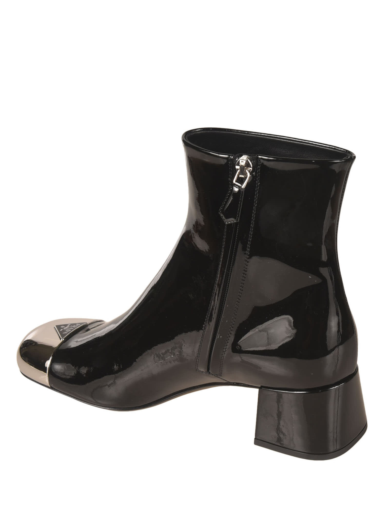 Shop Prada Metallic Toe Boots In Black