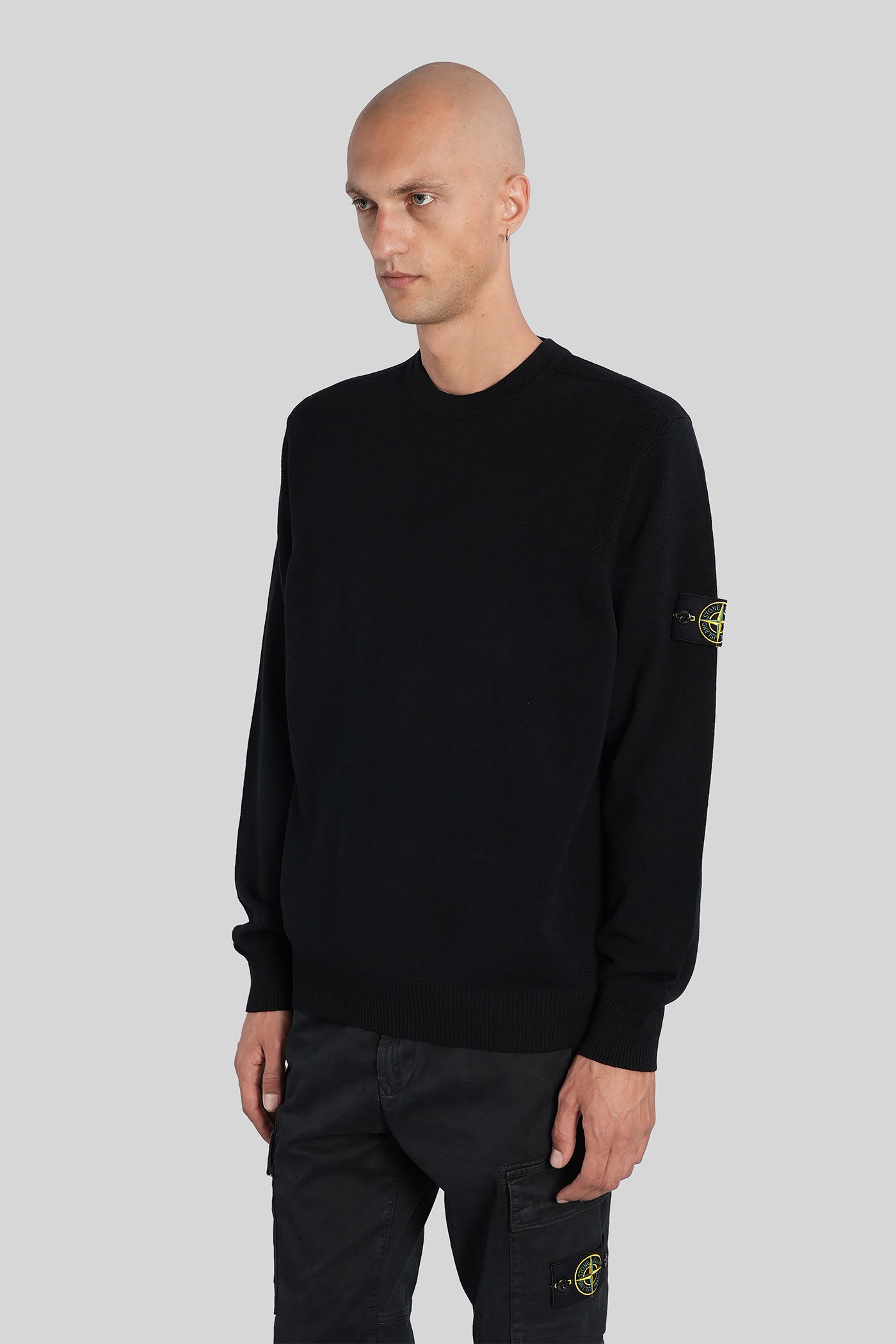 Stone Island Vanisé Brushed Heavy Cotton Sweatshirt In Black