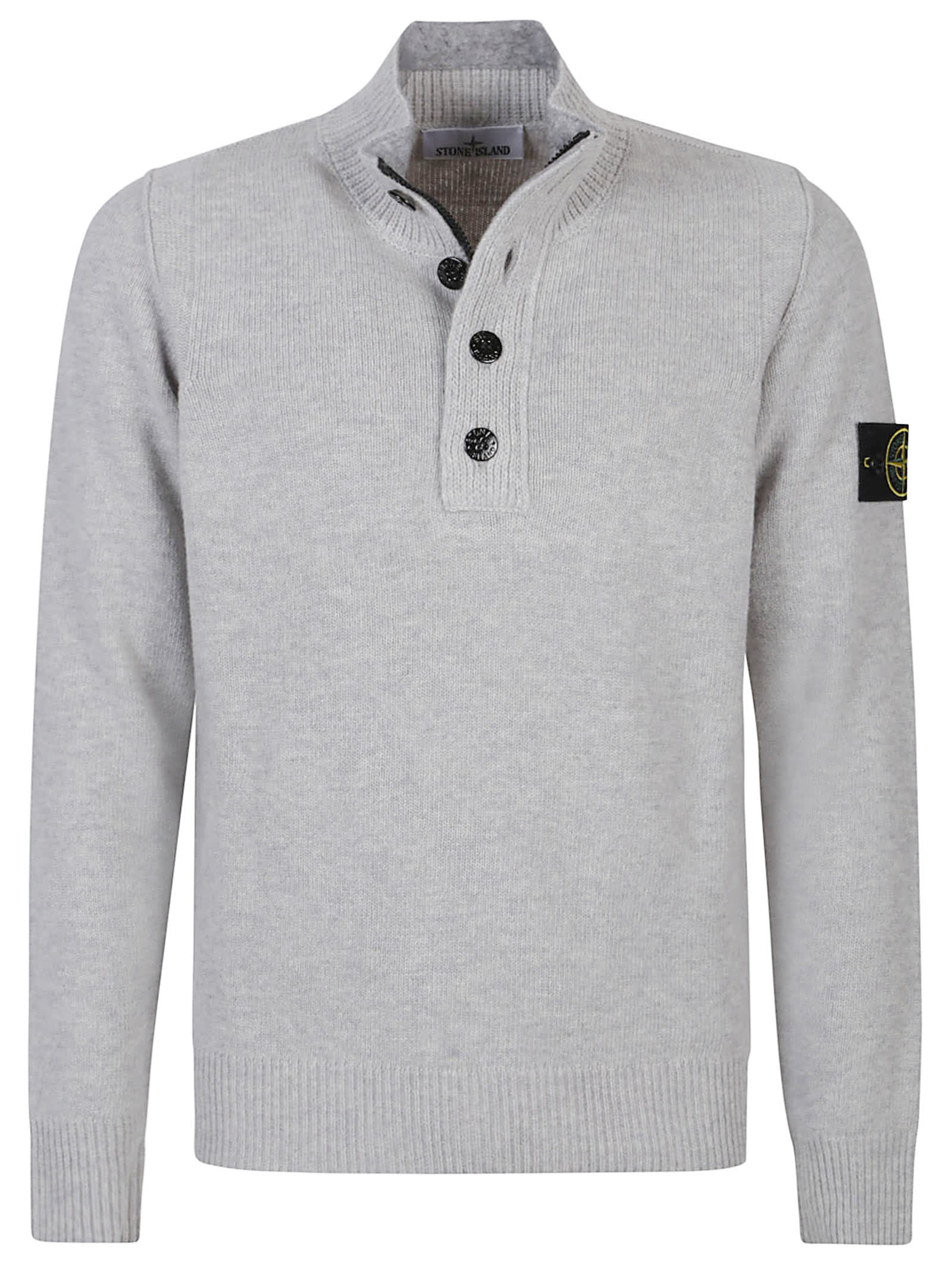 Stone Island 5100040 Button-fastening Patch-pocket Sweater In Gray