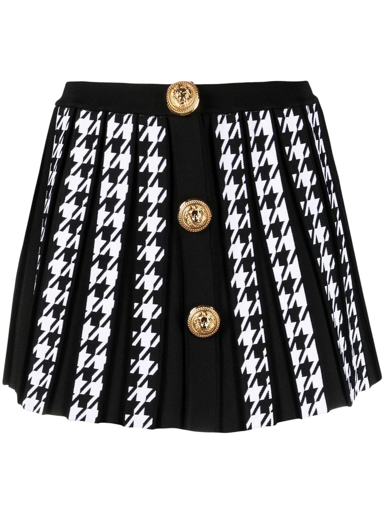 Balmain Black Ad White Short Knit Skirt