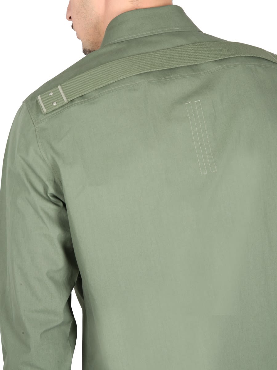Rick Owens Shirt With Pockets And Epaulettes In Green