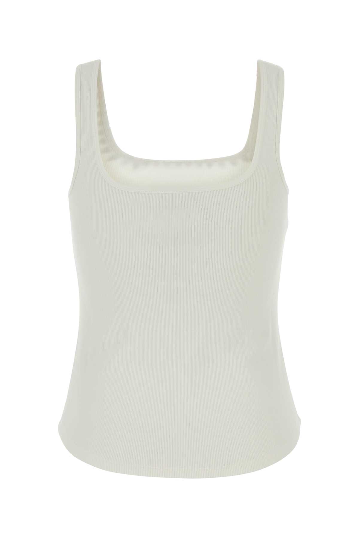 Zimmermann White Stretch Cotton Tank Top In White