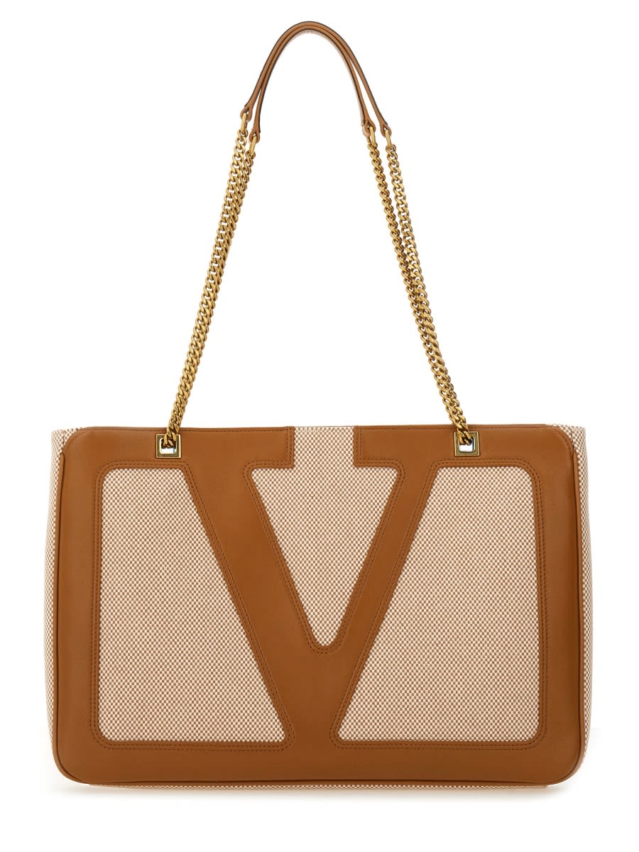 Valentino Garavani Garavani Viva Superstar Medium Canvas Shopping Bag Woman Natural/spice Uni