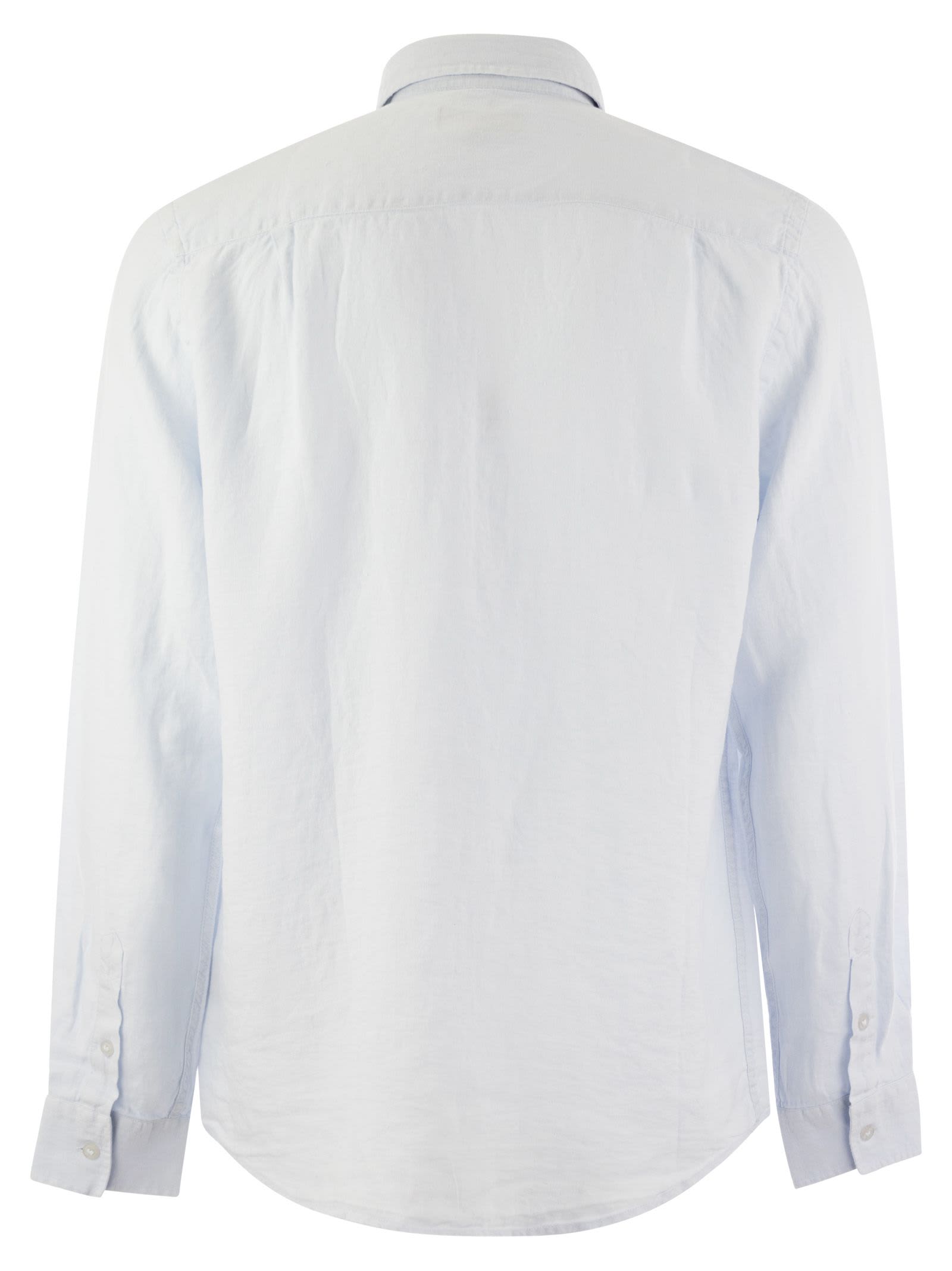 Shop Vilebrequin Long-sleeved Linen Shirt In Sky