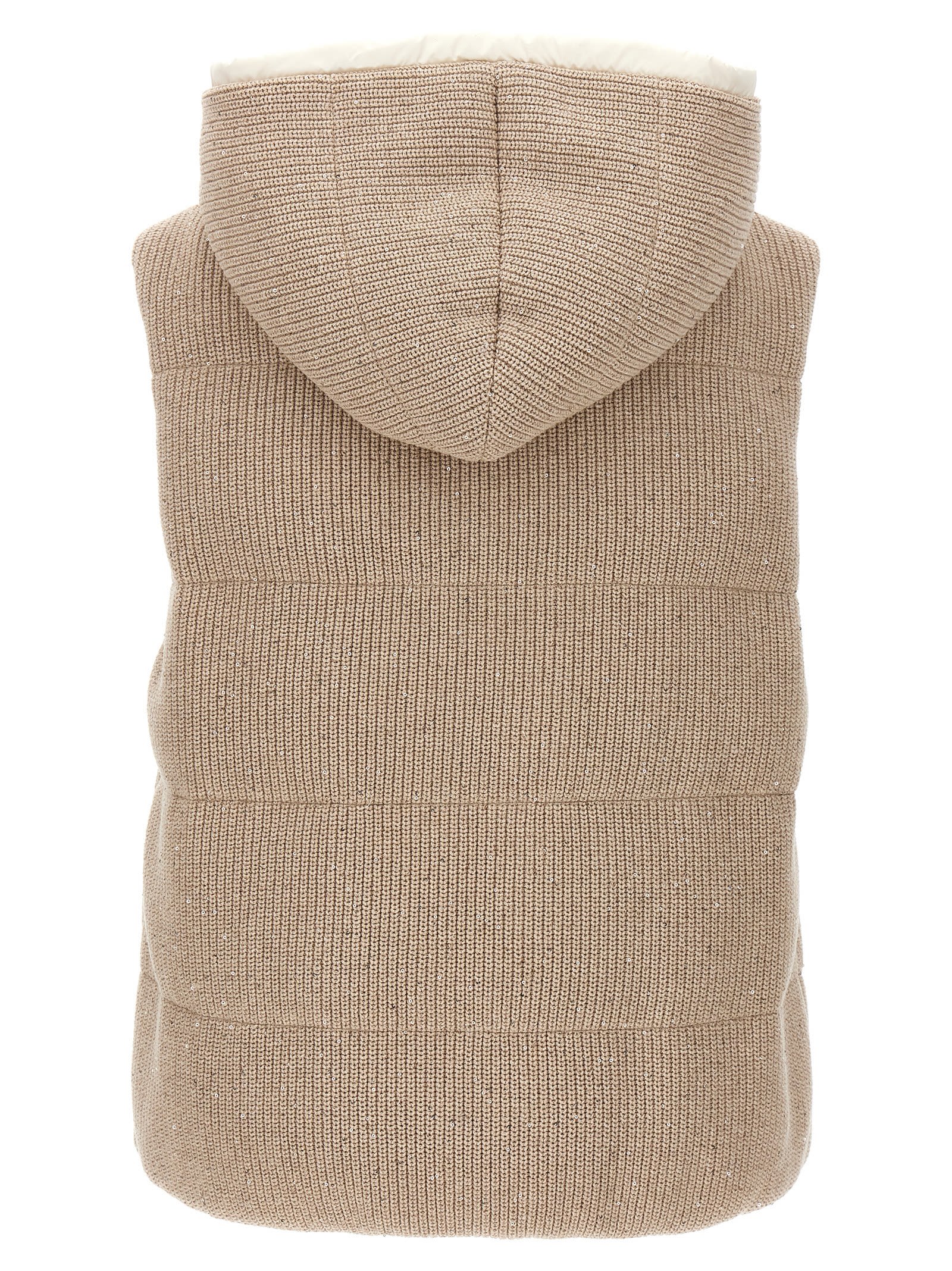 Shop Brunello Cucinelli Sequin Knit Vest In Neutrals