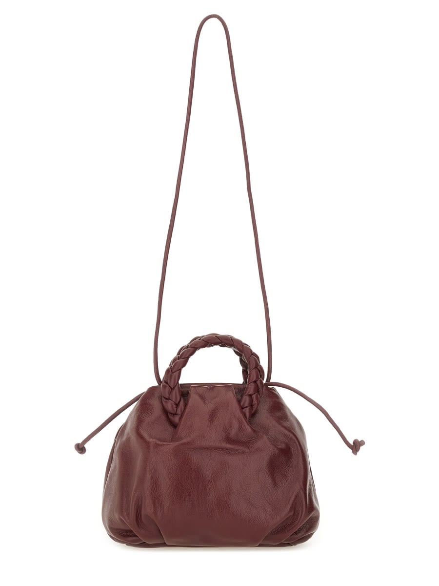 Hereu Braided Handle Shoulder Bag With Long Strap In Burgundy