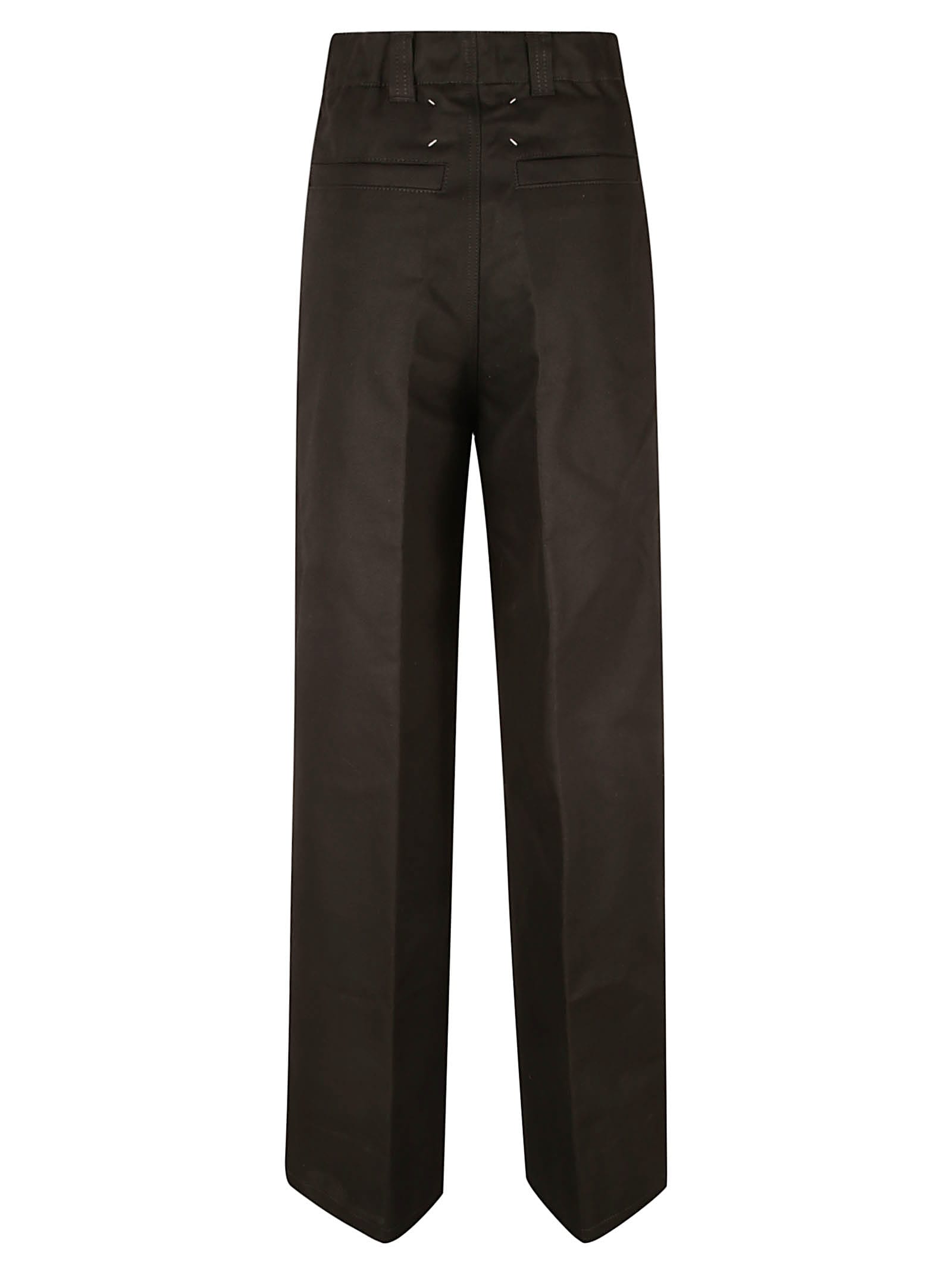 Shop Maison Margiela Straight Buttoned Trousers In Black