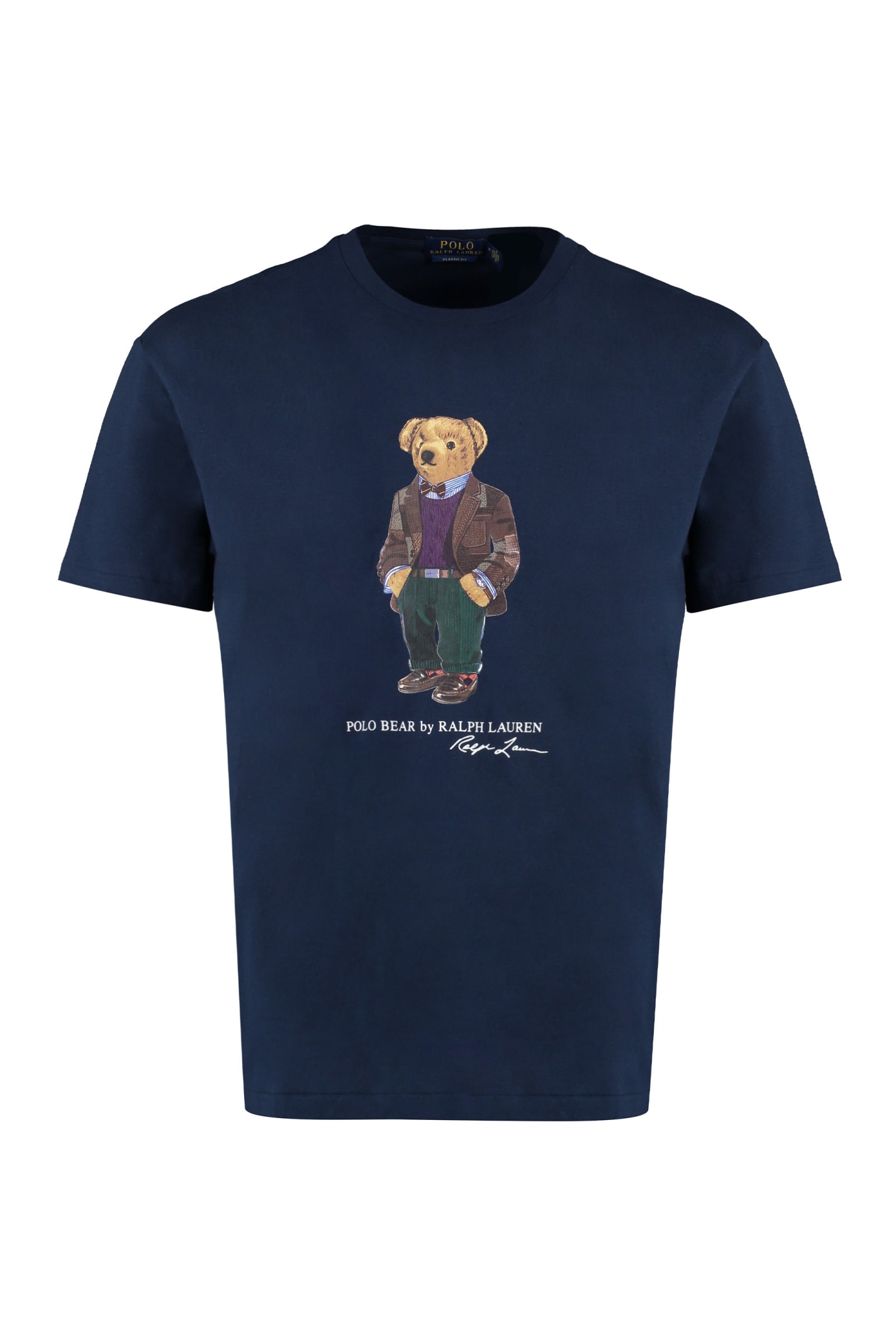 Ralph Lauren Printed Cotton T-shirt In Navy