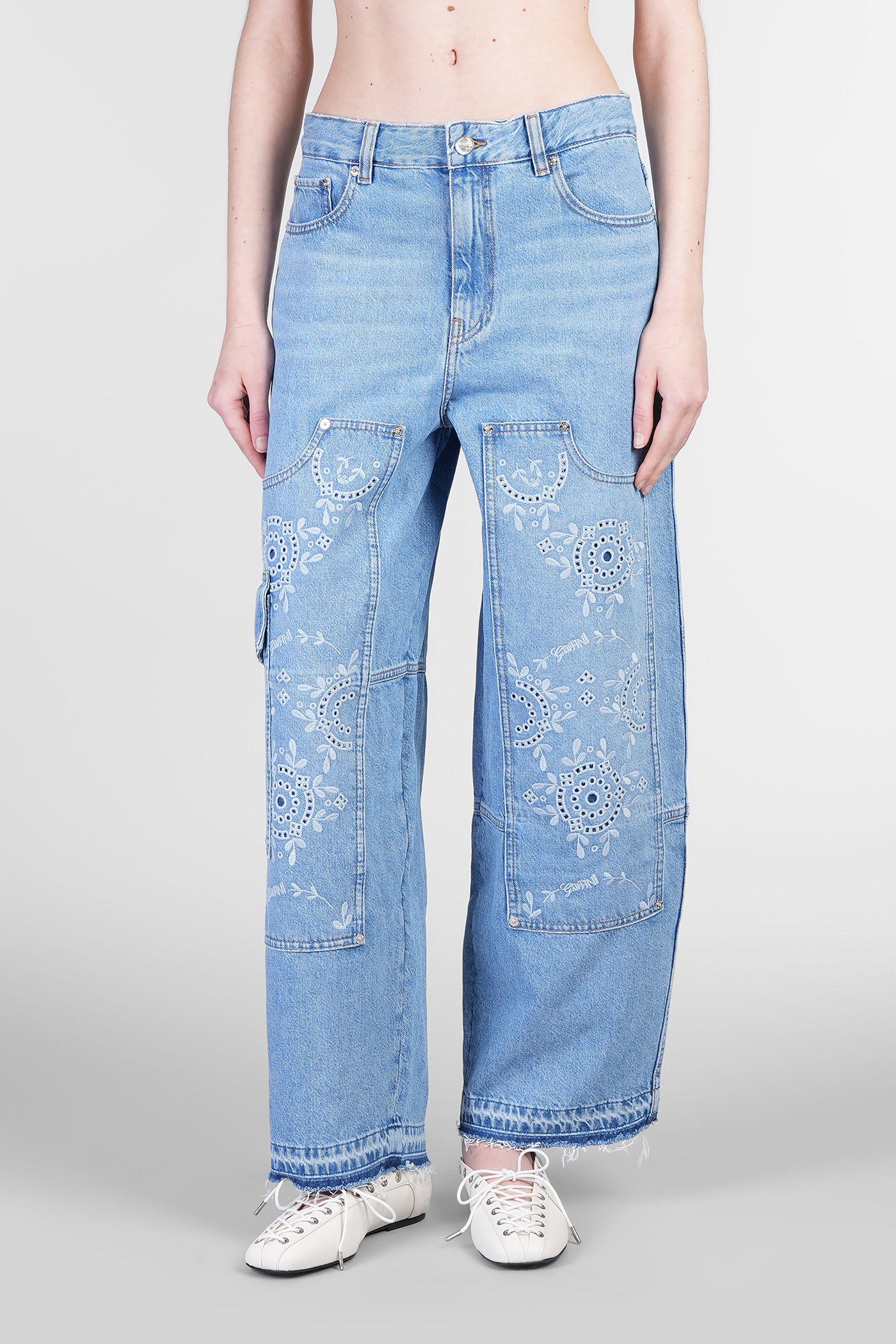 Ganni Jeans In Blue Cotton