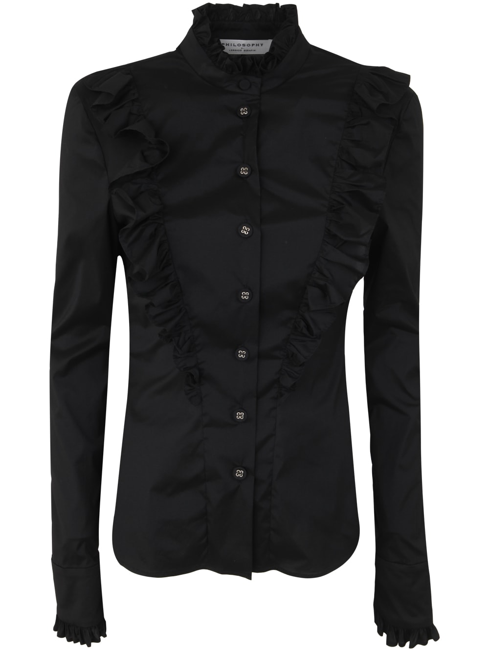 Shop Philosophy Di Lorenzo Serafini Louches Shirt With Rouches In Black