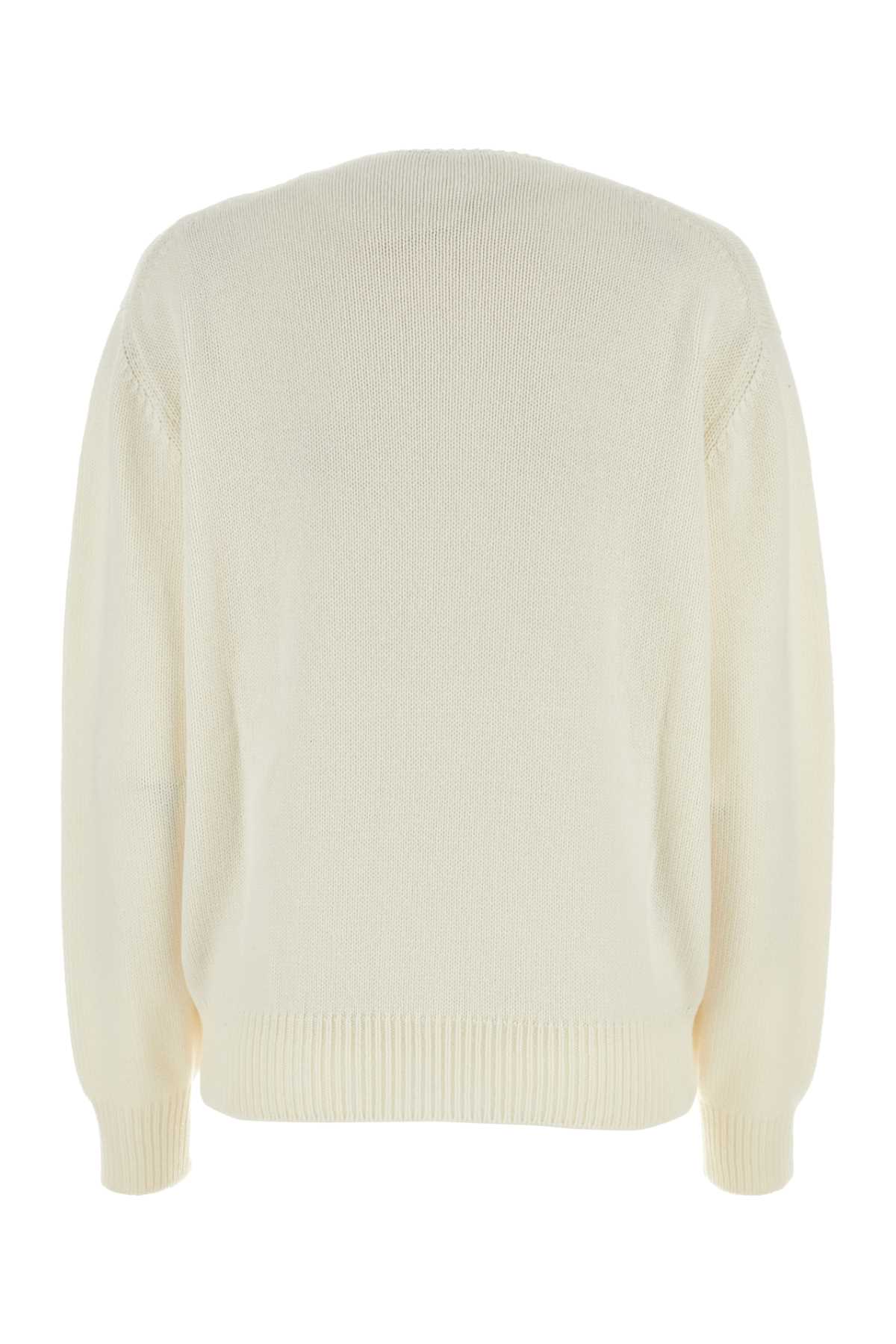 Prada Ivory Cashmere Sweater In Bianco