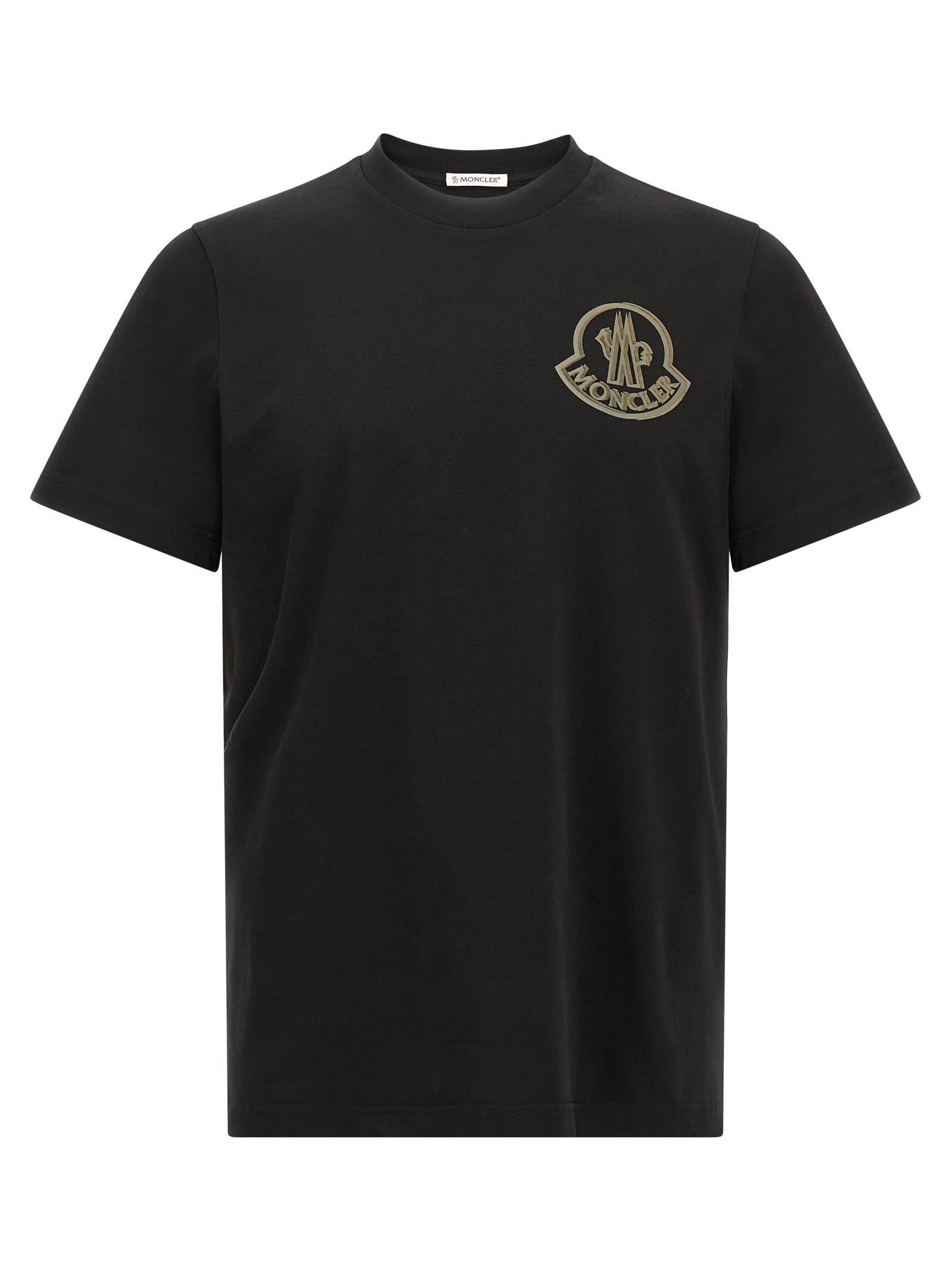 Moncler Logo Embroidered Crew Neck T-shirt Patch In Black