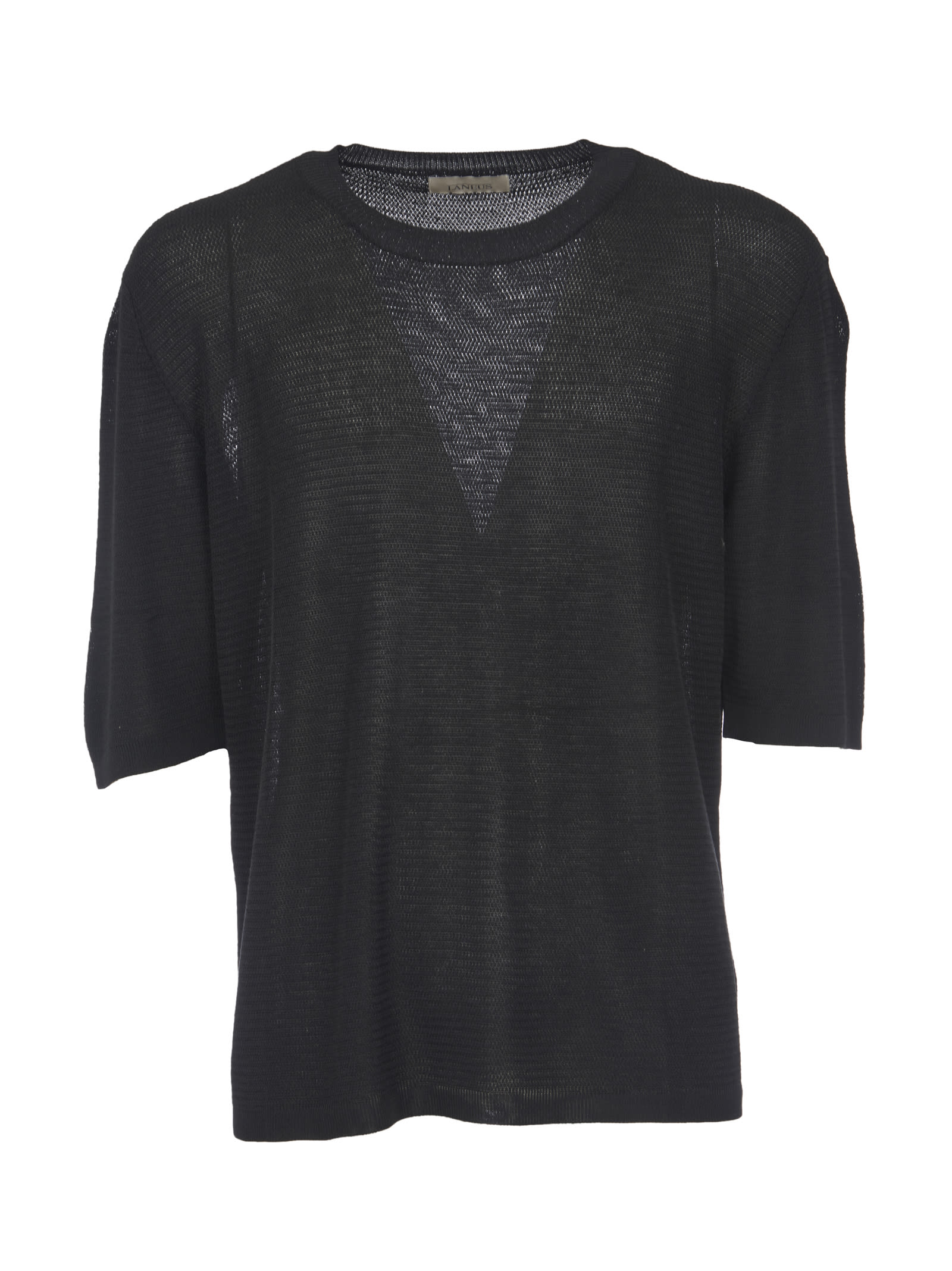Laneus Knitted Short-sleeve Jumper In Black