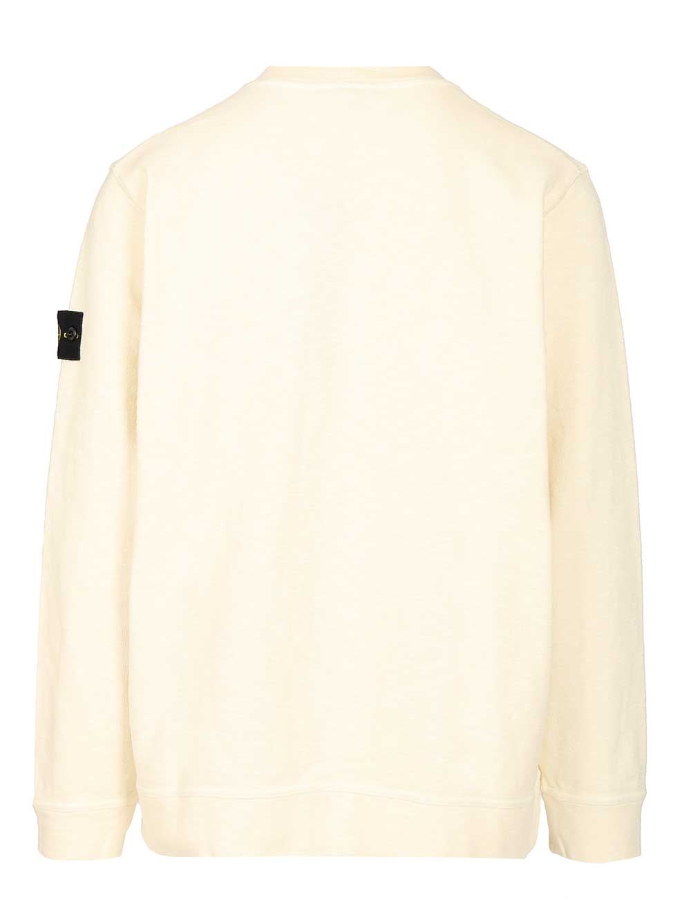 Stone Island Ribbed Crew-neck Cotton Sweater With Long Sleeves In Orange