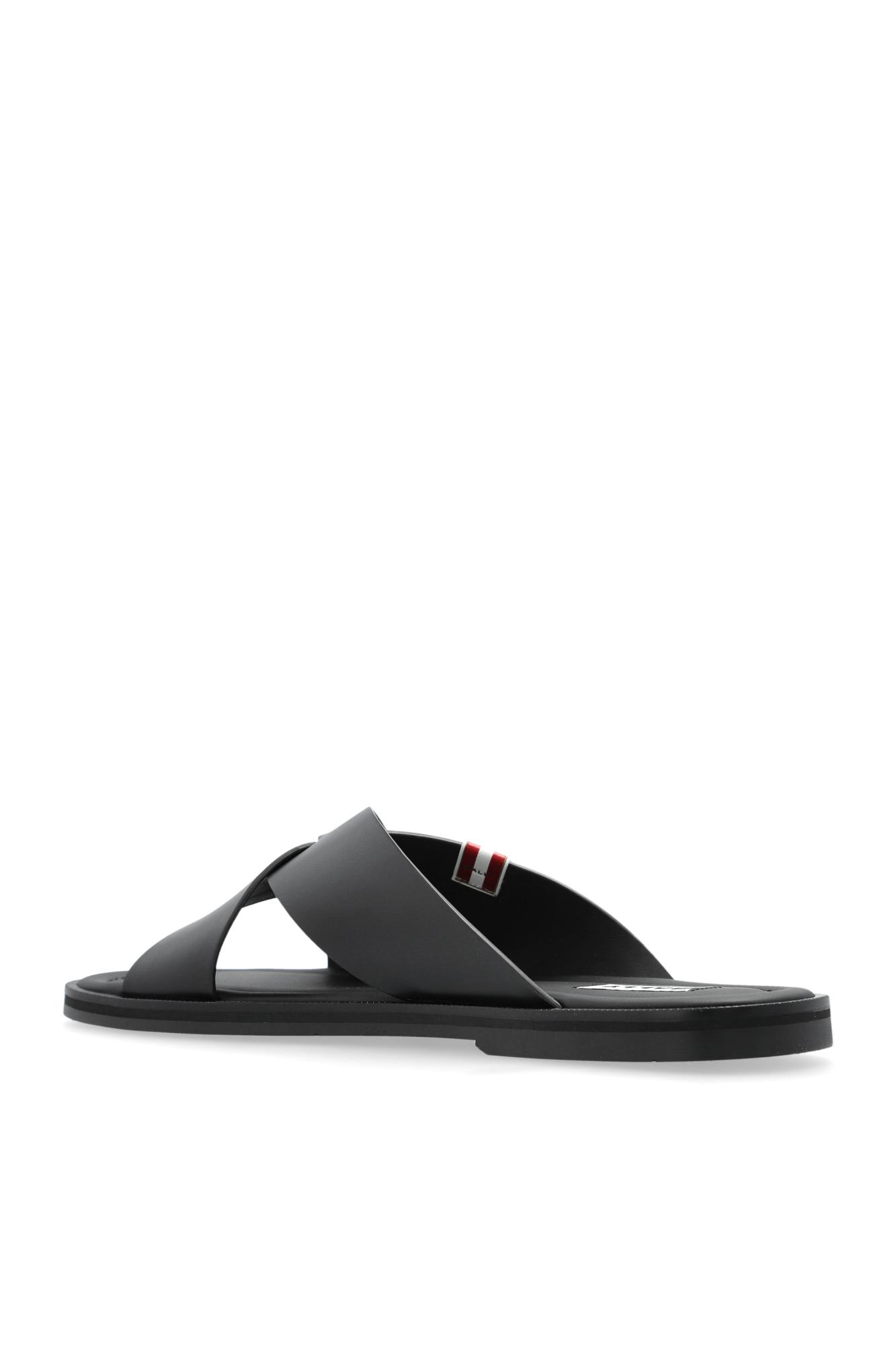 Bally Leather Slides Glorany In Black