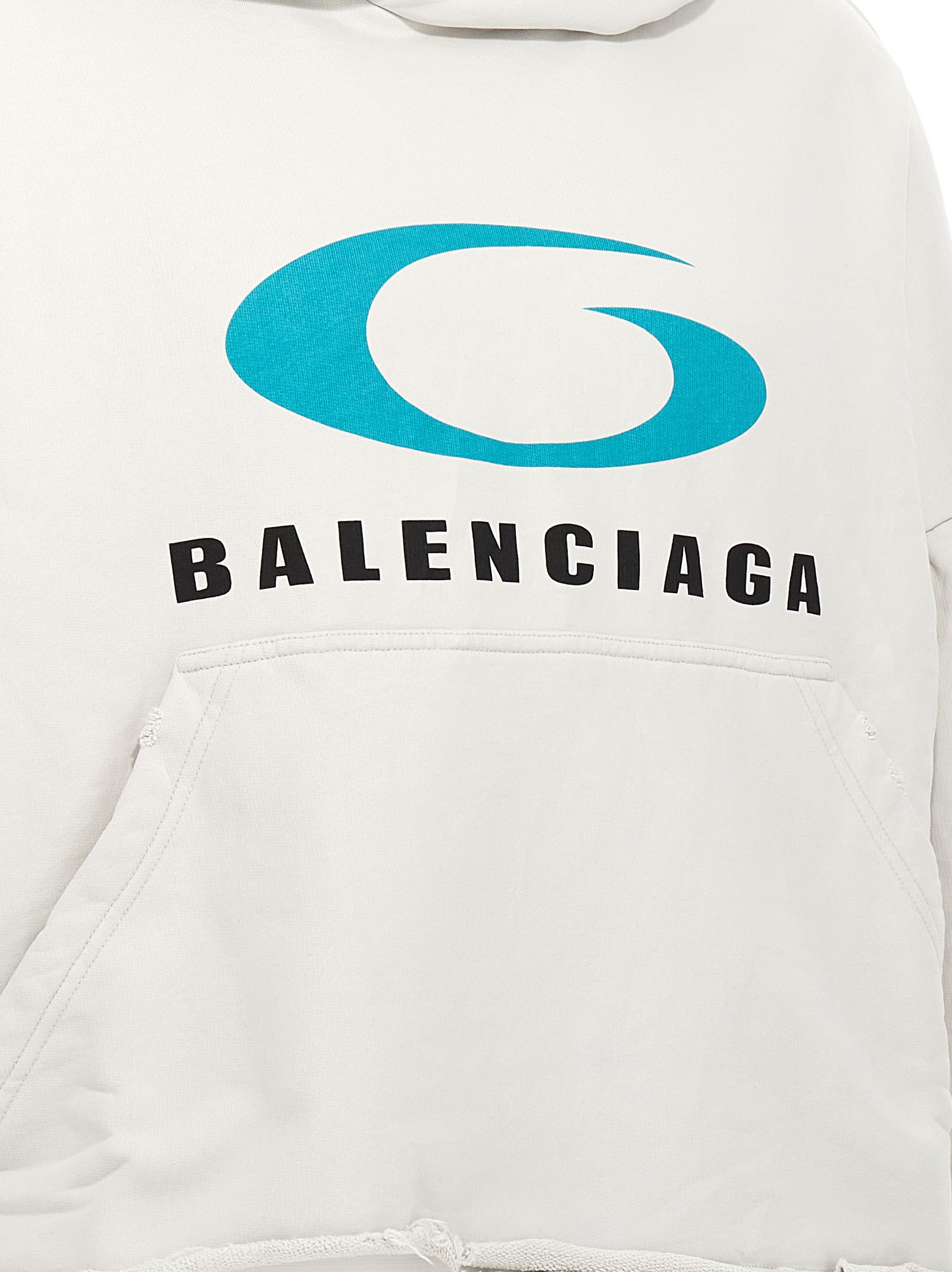 Shop Balenciaga Loop Sports Icon Cropped Hoodie In White