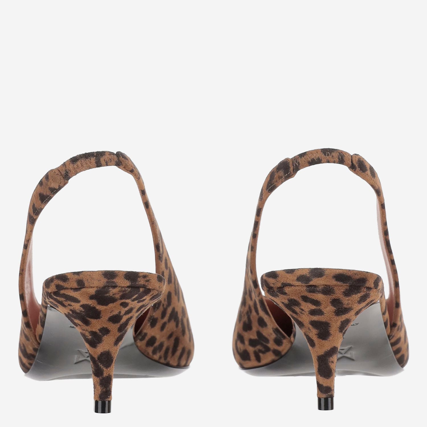 Amina Muaddi Anok Suede Slingback In Animal Print