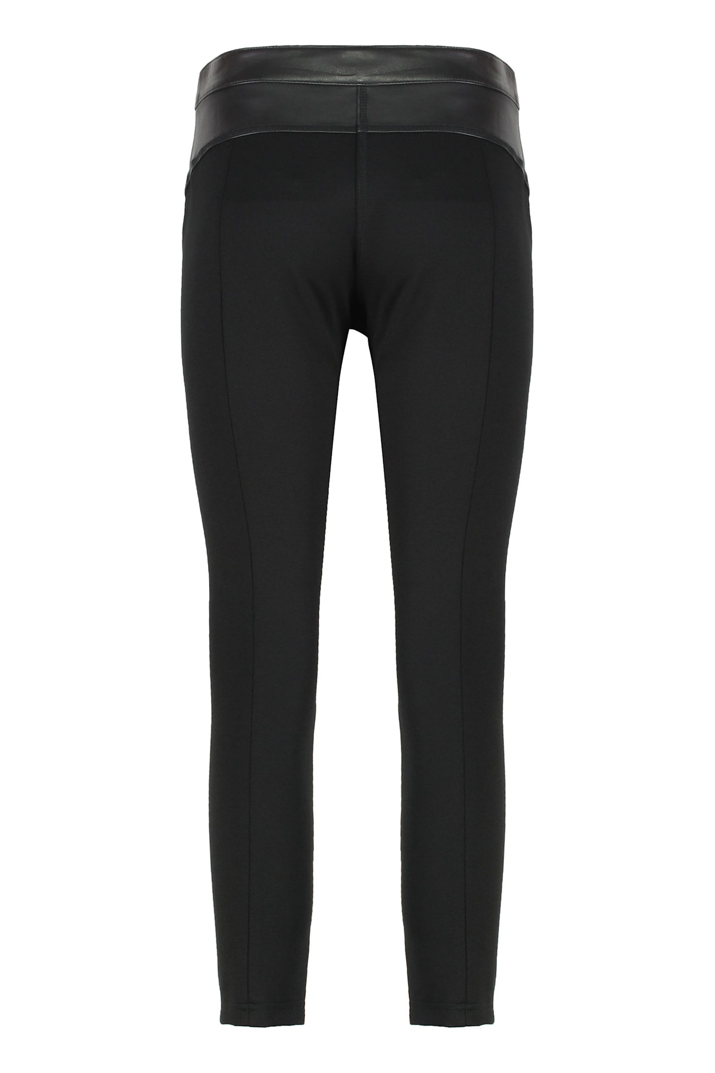 Pinko Leather And Stretch Fabric Pants In Black