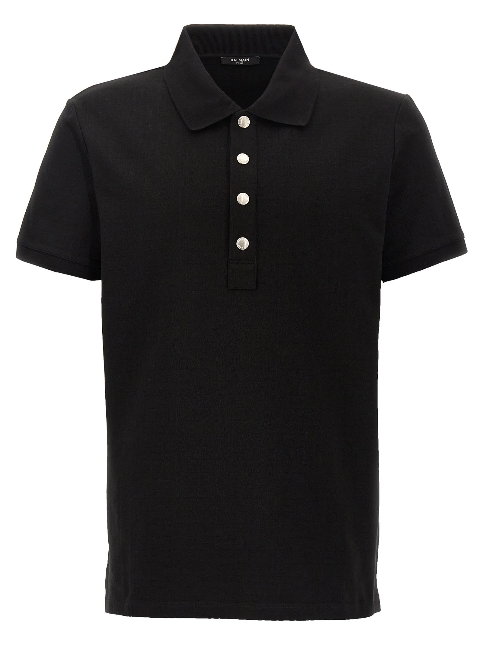 Shop Balmain Monogram Polo Shirt In Black