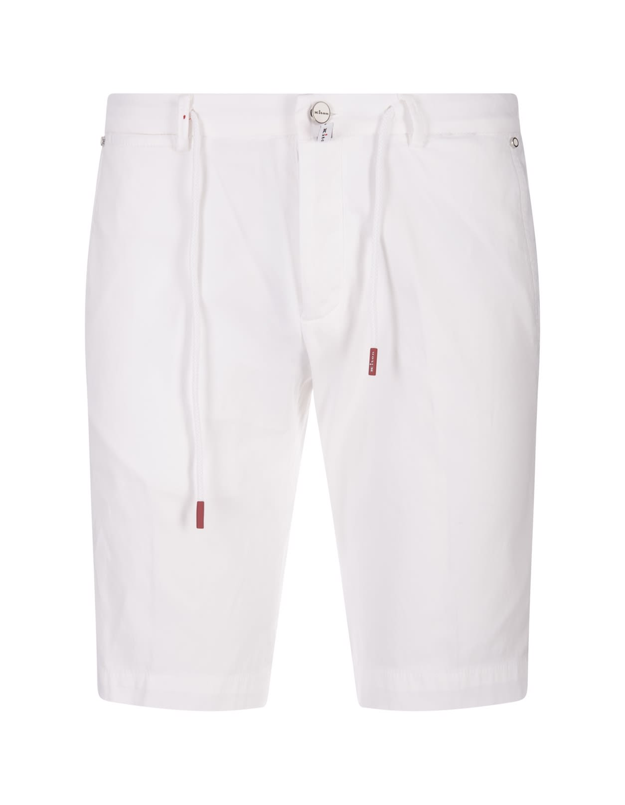 Shop Kiton White Bermuda Shorts With Drawstring