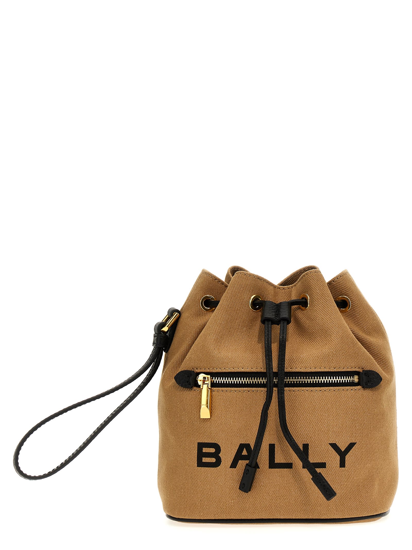 Shop Bally Bar Mini Bucket Bag In Beige