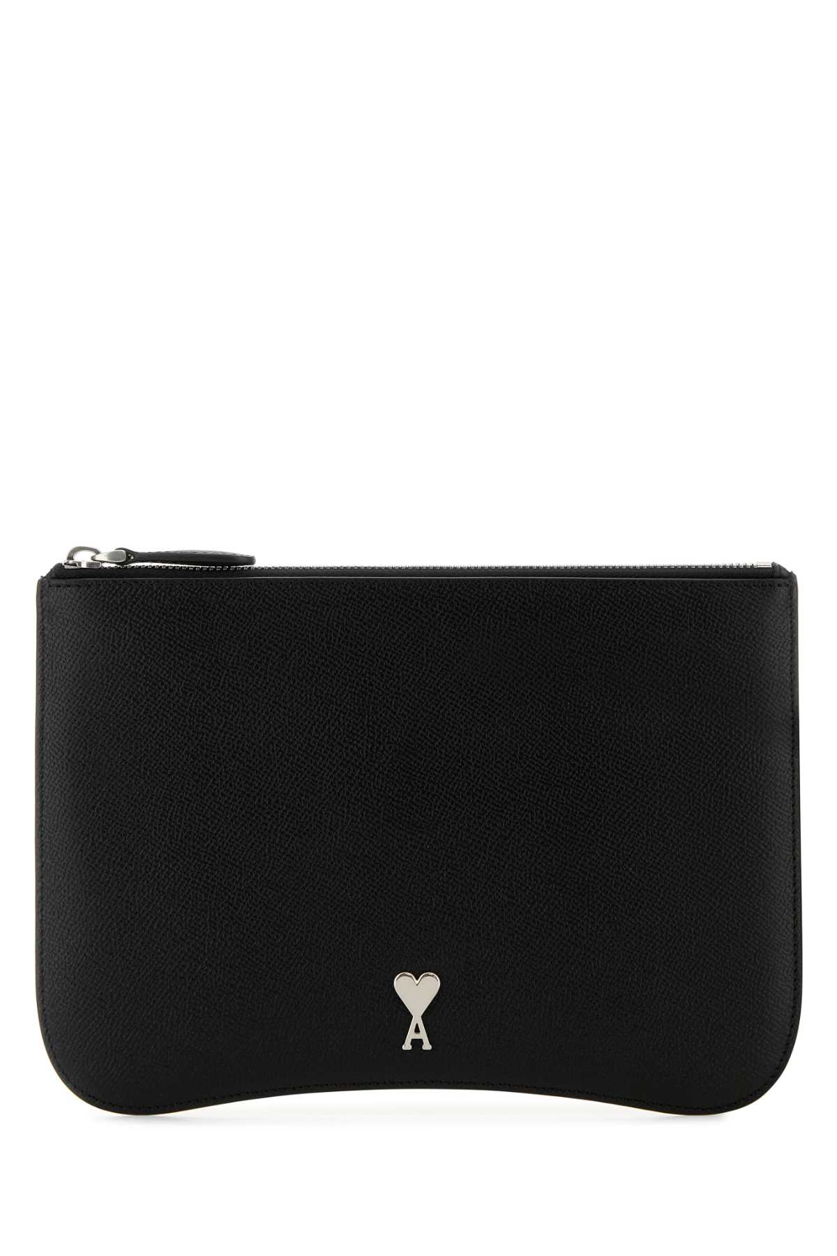 Ami Alexandre Mattiussi Black Leather Pouch