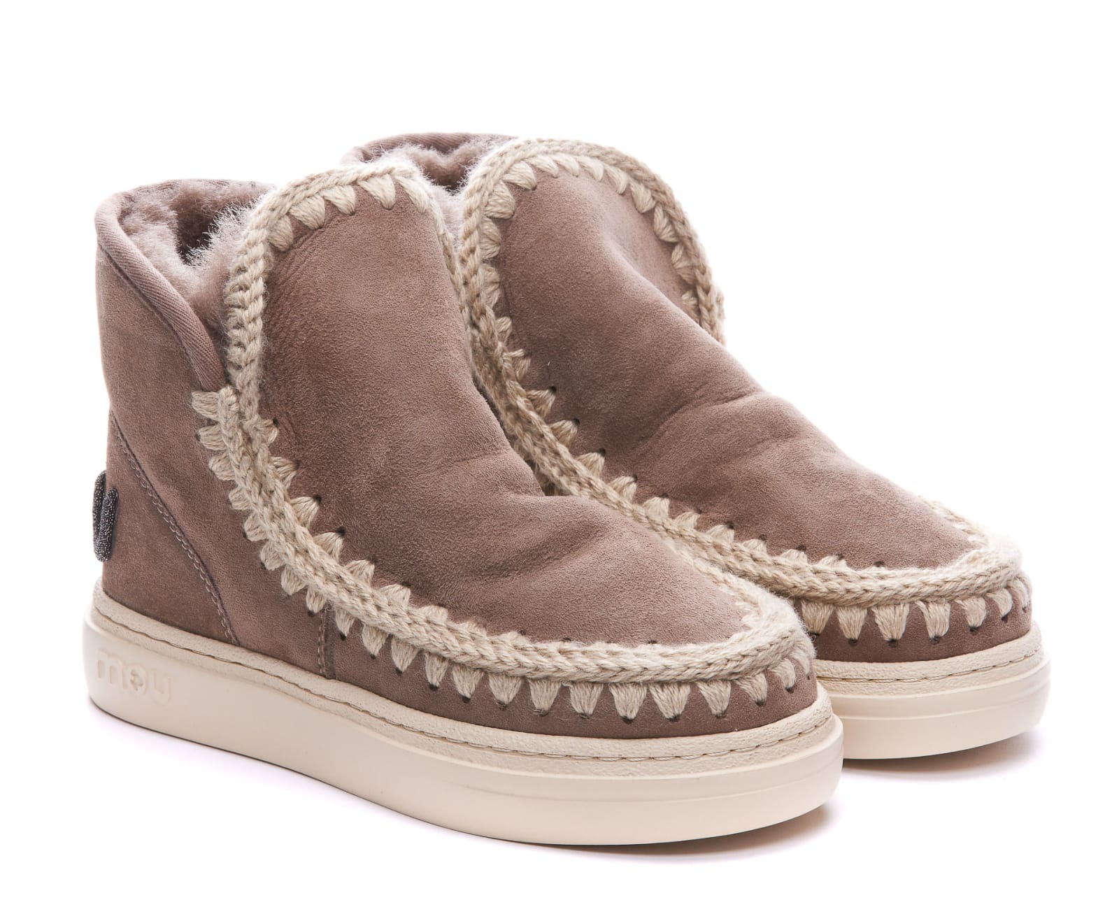 Mou Eskimo Bold Sneaker Glitter Logo In Brown