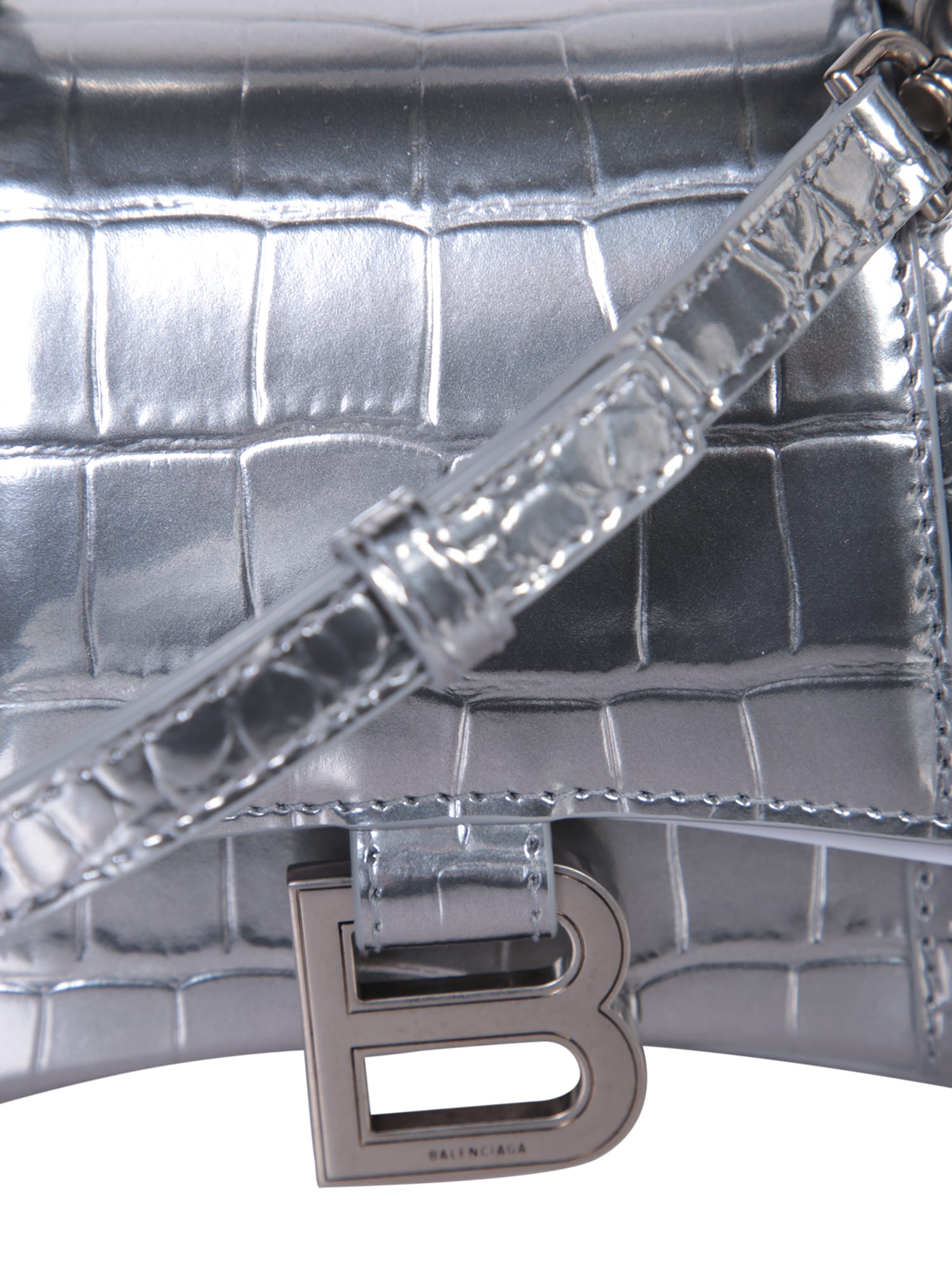 Shop Balenciaga Hourglass Xs Silver Bag In Metallic
