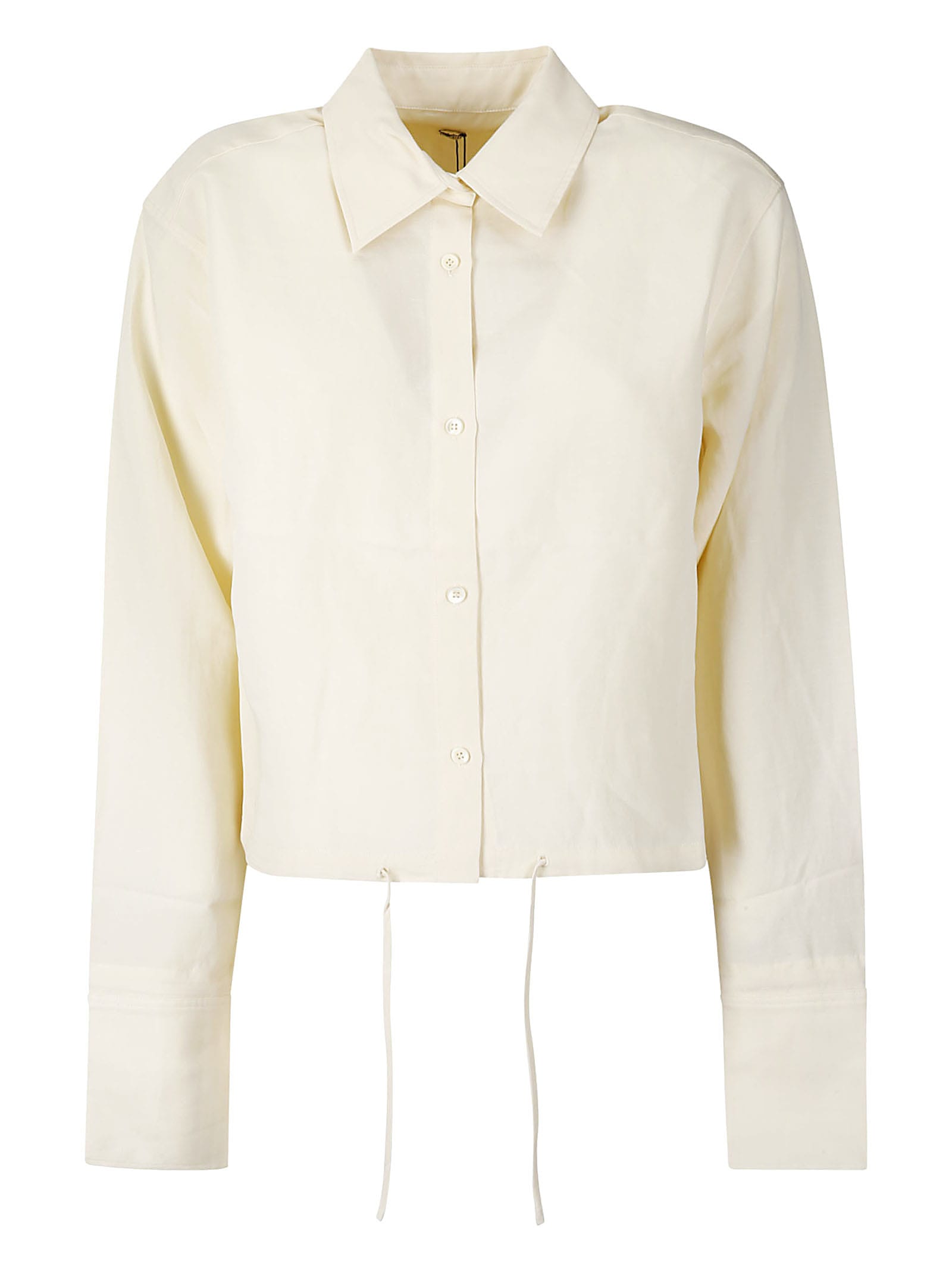 Totême Drawstring Linen Blend Shirt In Vanilla112