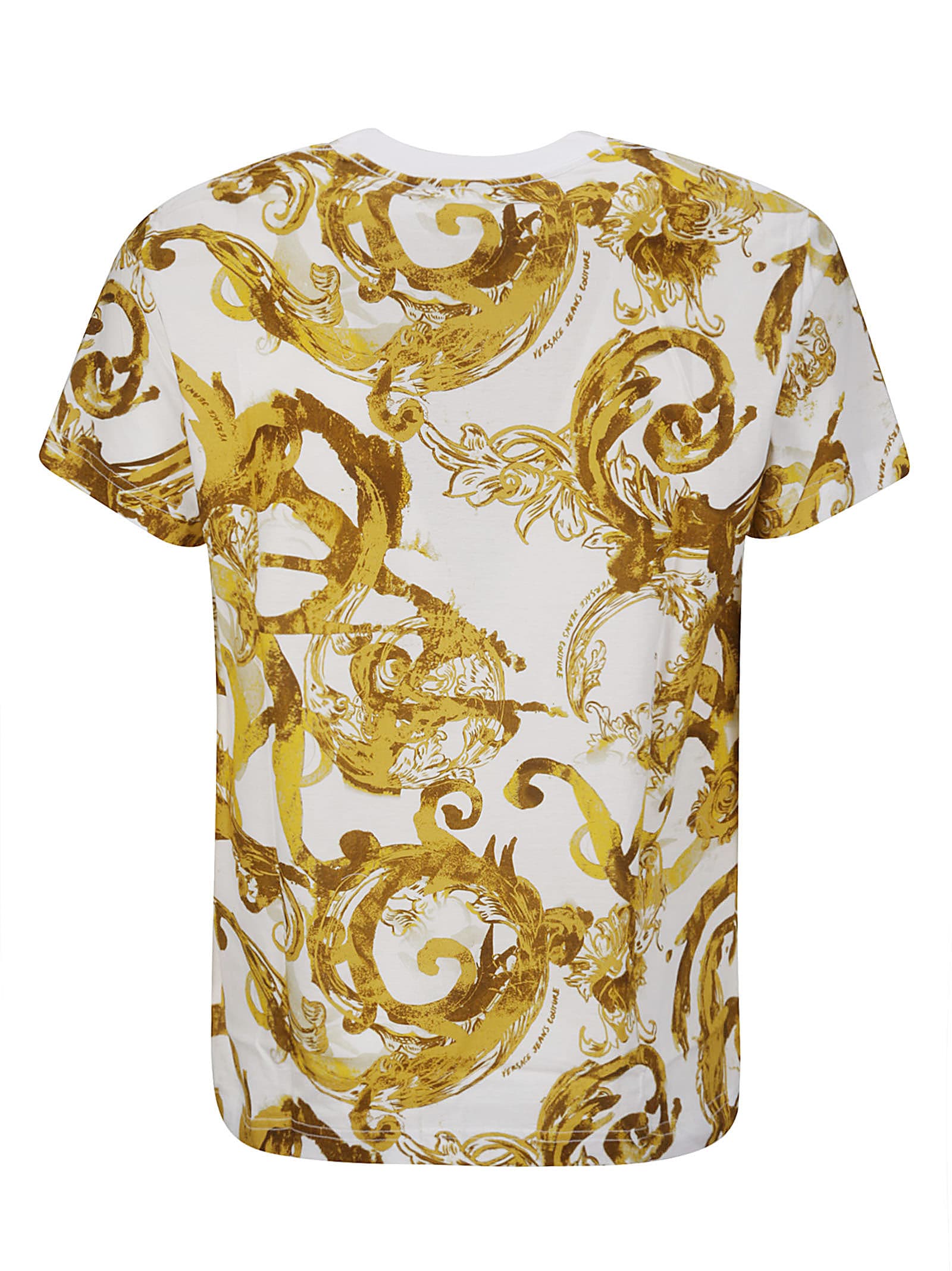 Shop Versace Jeans Couture 76up600 S Allover Wcolor T-shirt In White/gold