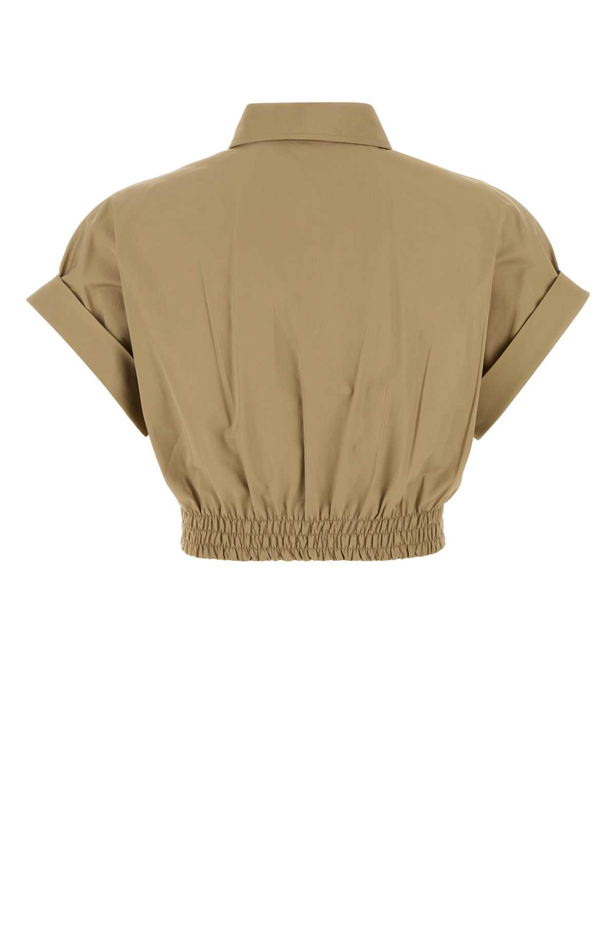 Miu Miu Camel Poplin Shirt In Brown