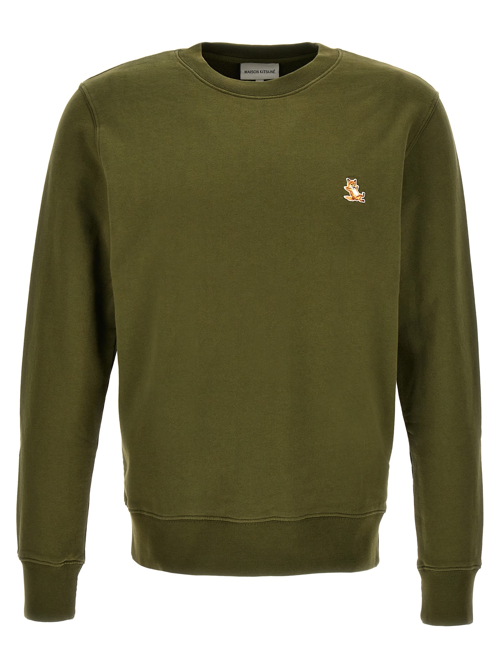 Shop Maison Kitsuné Chillax Fox Sweatshirt In Military Green