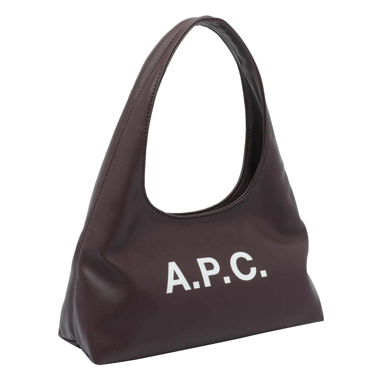 Apc A.p.c. Dark Brown Synthetic Leather Small Ninon Shoulder Bag In Brown