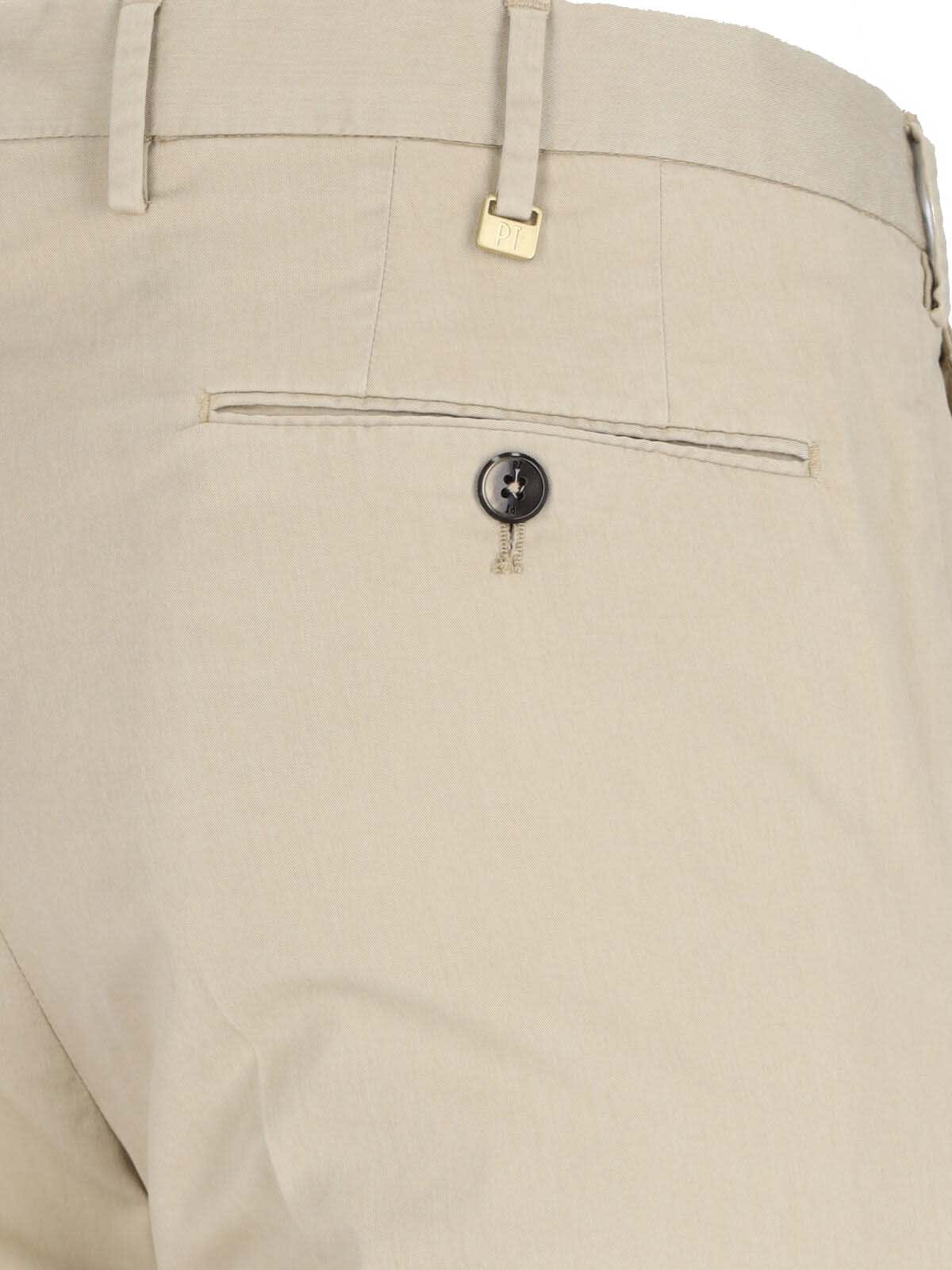 Pt Torino Epsilon Cotton Trousers In Beige