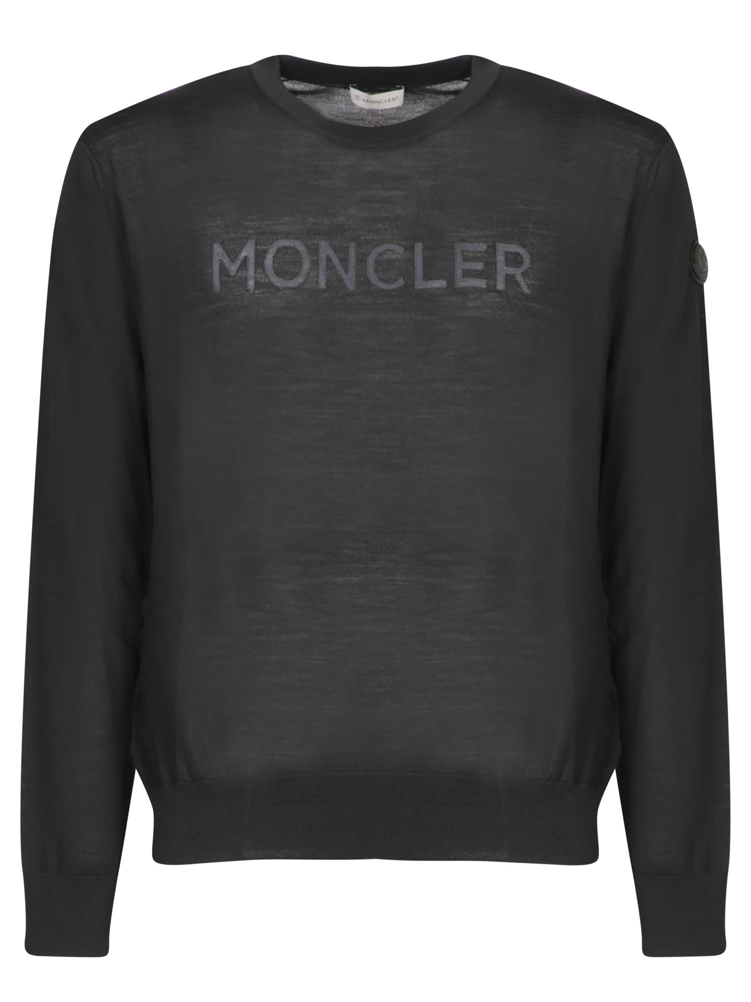 Shop Moncler Maxi Logo Black Sweater