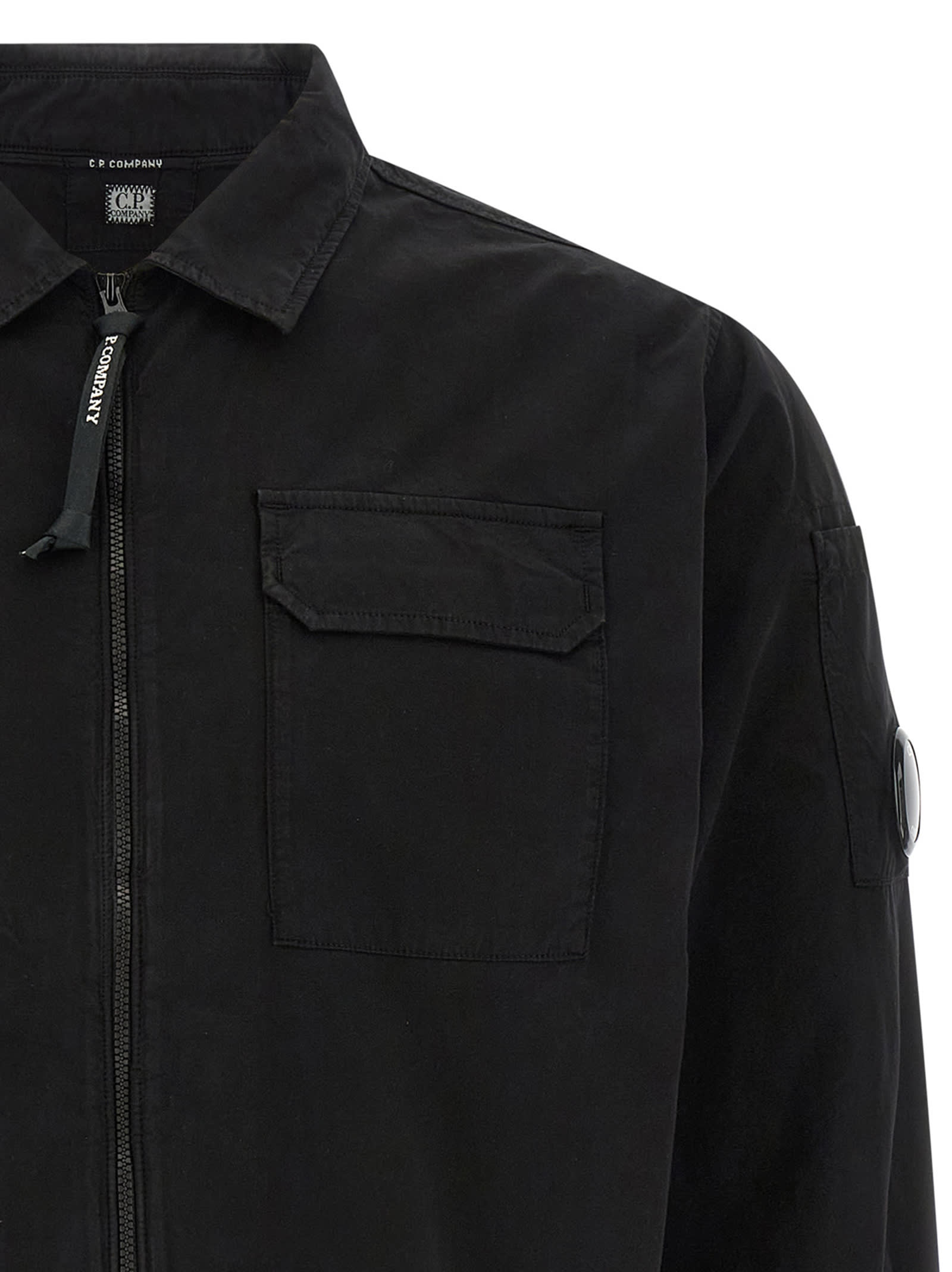 C.p. Company C.p.company Organic Gabardine Zipped Utility Overshi In Black