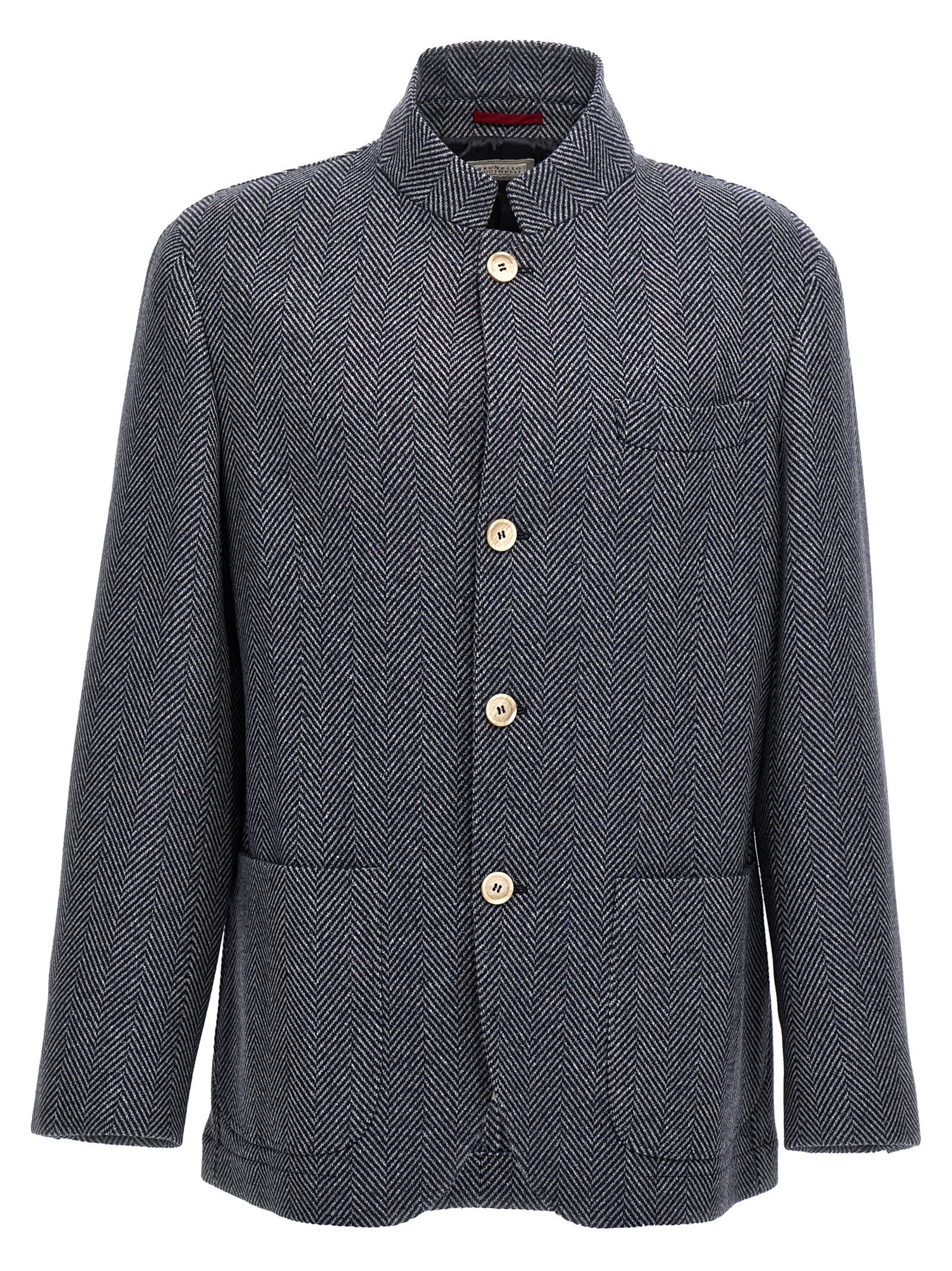 BRUNELLO CUCINELLI CHEVRON WOOL JACKET 