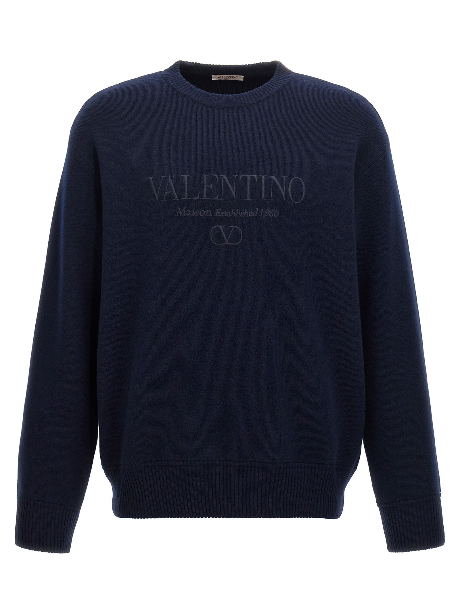 Shop Valentino Embroidery Sweater In Blue