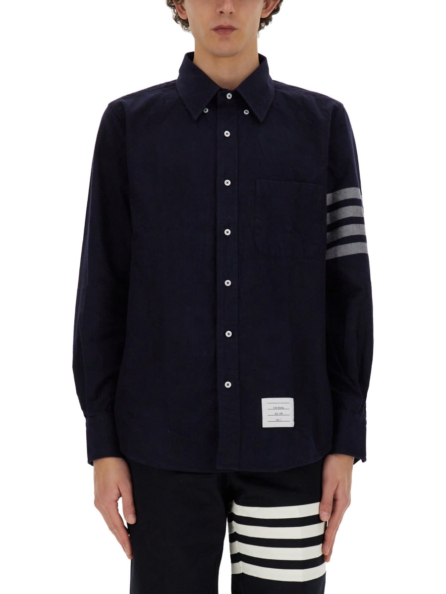 Shop Thom Browne 4bar Shirt In Blue