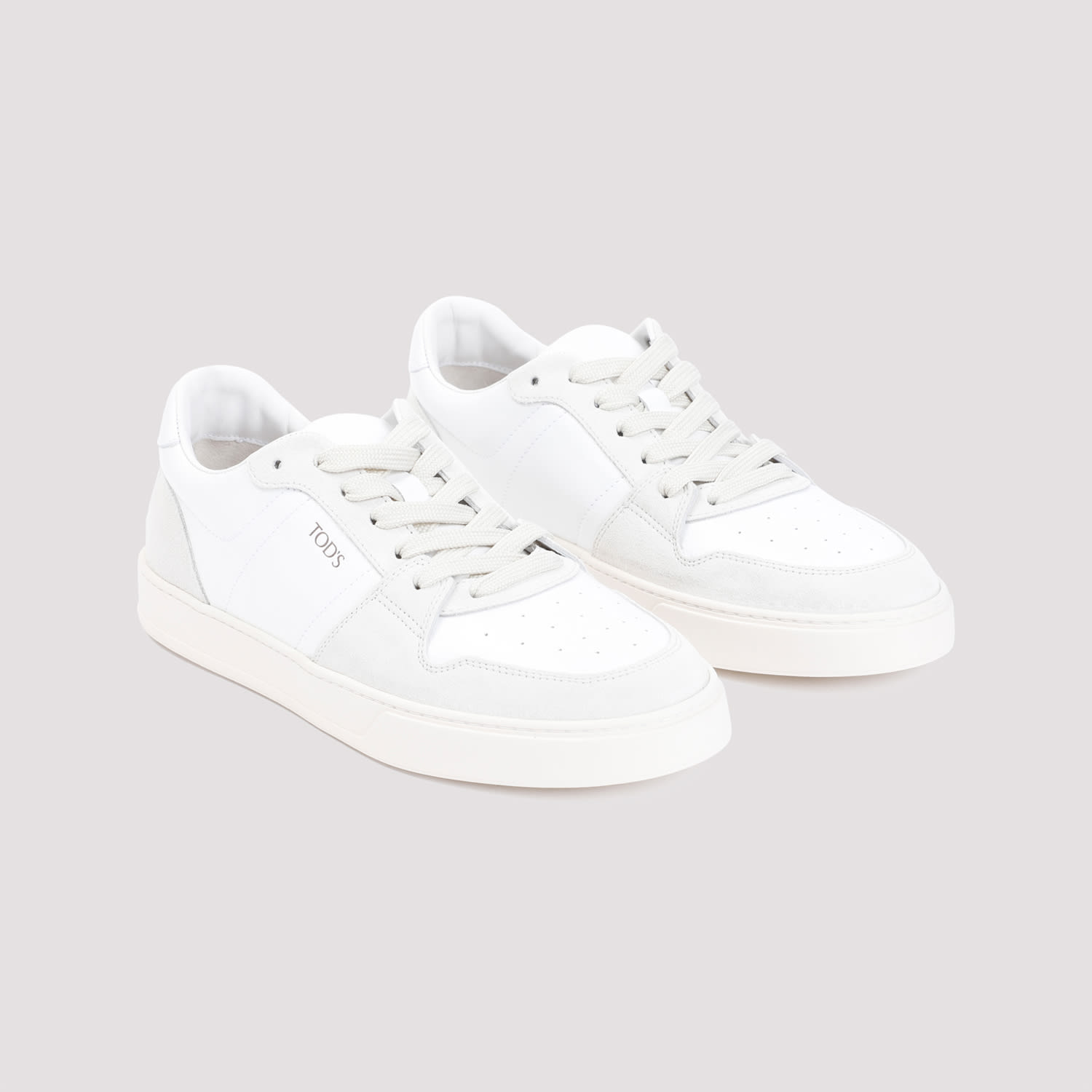 Shop Tod's Leather Sneakers In Bianco