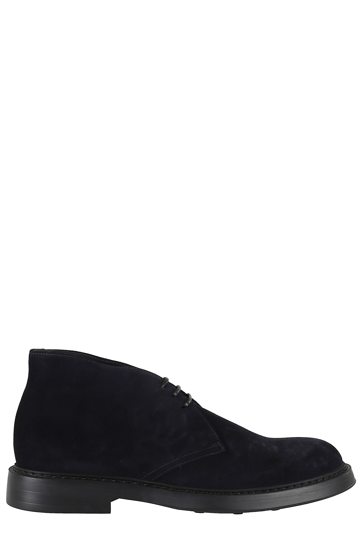 Doucal's Suede Chukka Boot With Round Toe In Blue