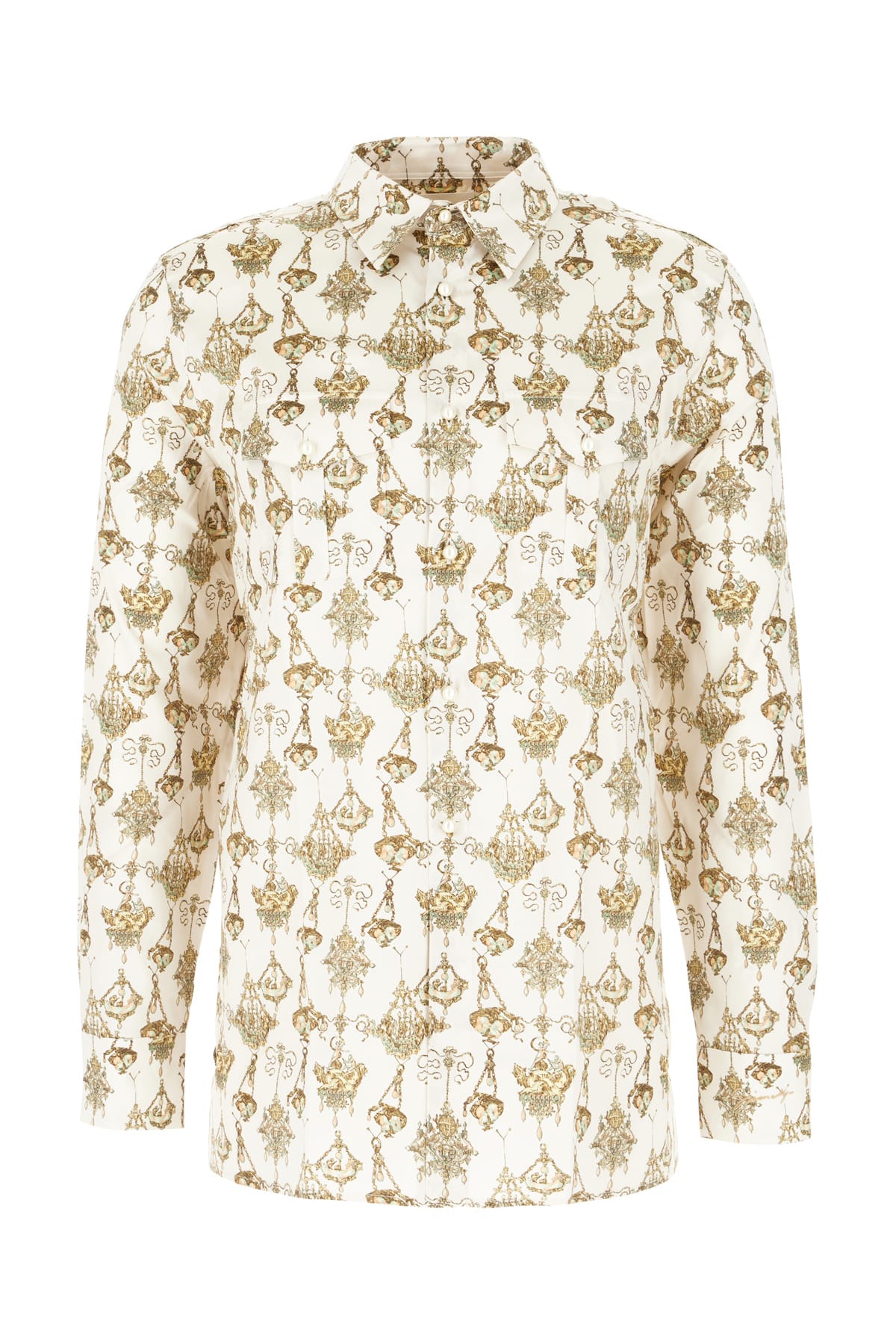 Givenchy Printed Stretch Silk Shirt In Cream Ochre