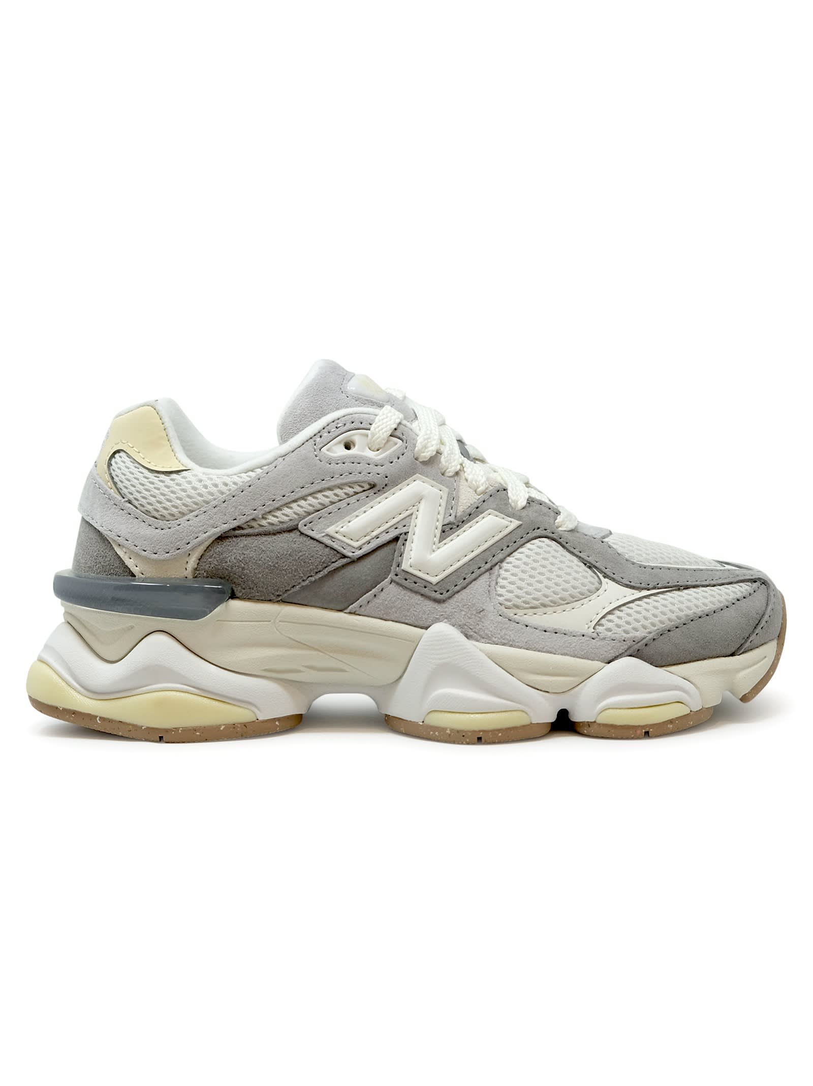 New Balance Round Toe Panelled Sneakers With Rubber Sole In Gray