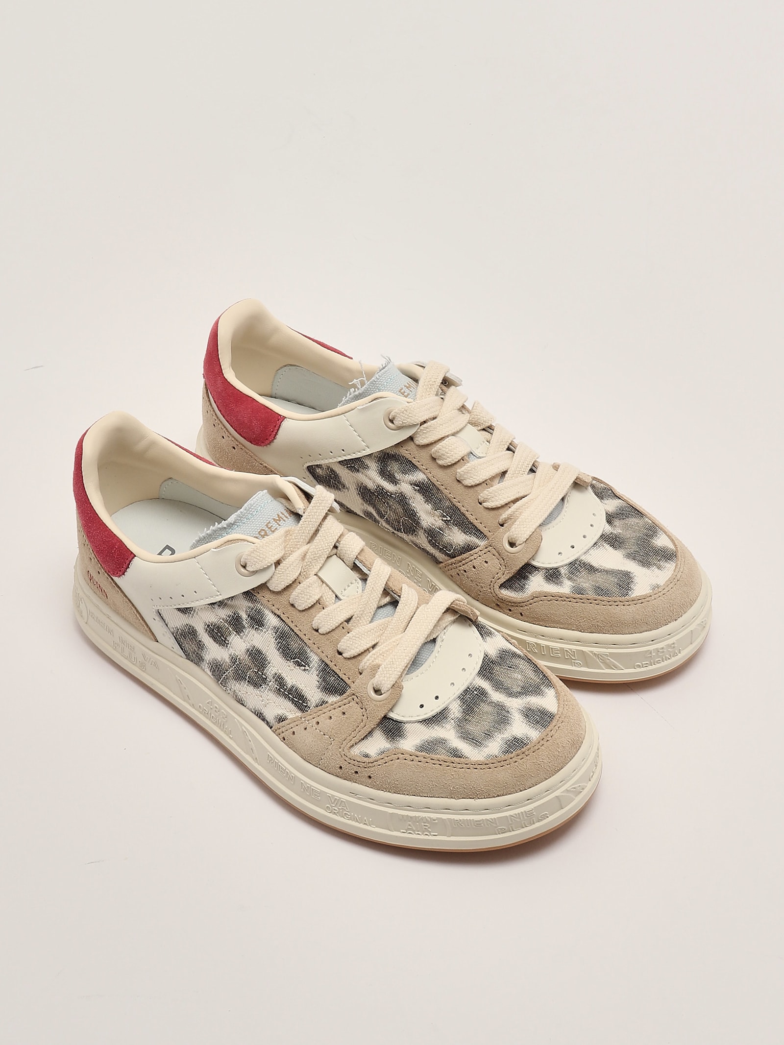 Premiata Quinn Leopard-print Low-top Sneakers In Ecru-animalier