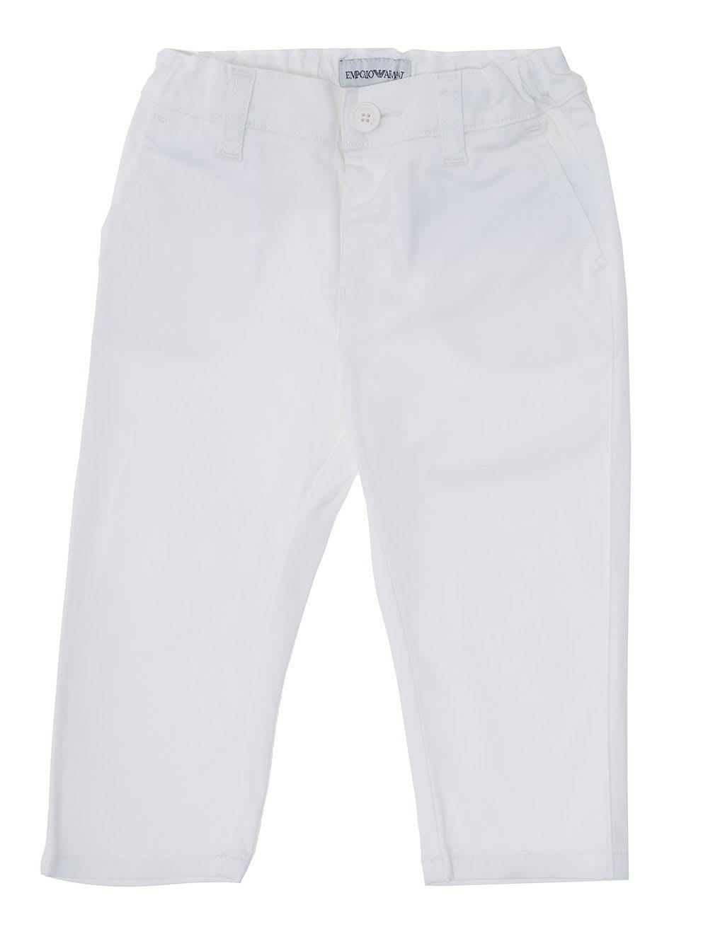 Emporio Armani Boy Cotton White Trousers With Elastic