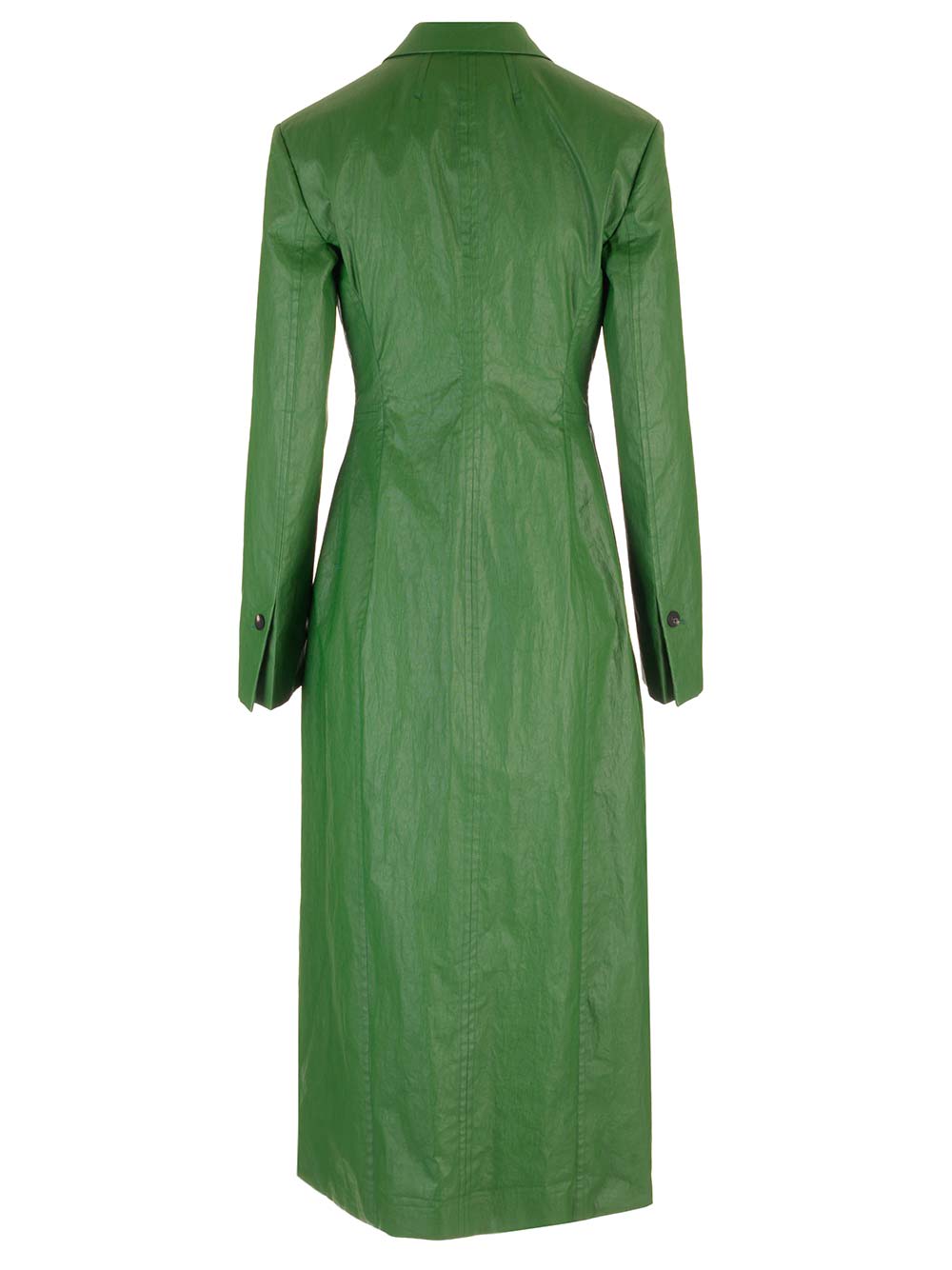 Shop Ferragamo Linen Long Coat In Green