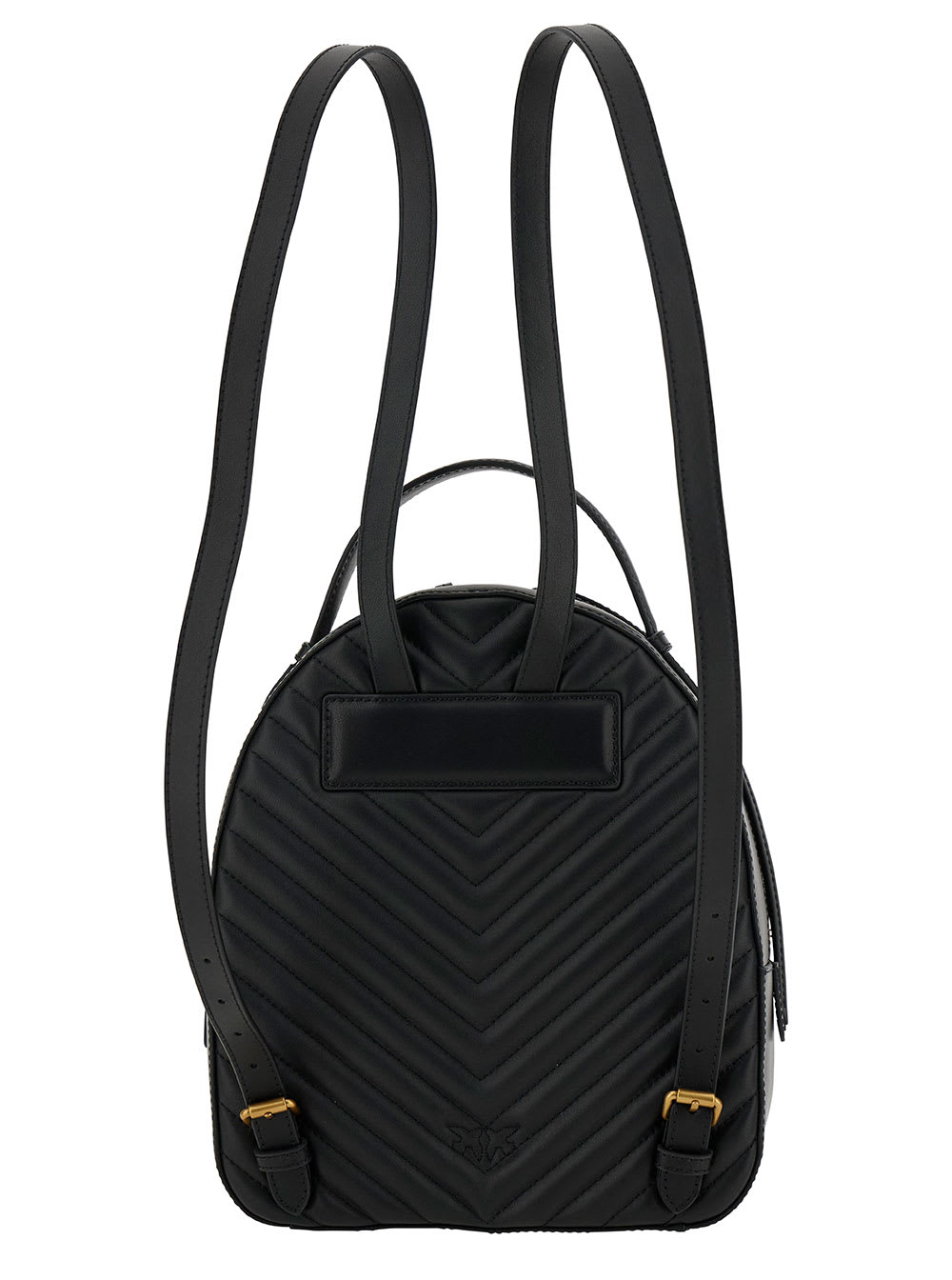 Shop Pinko Love Click Black Backpack With Love Birds Diamond Logo Detail In Chevron Leather Woman
